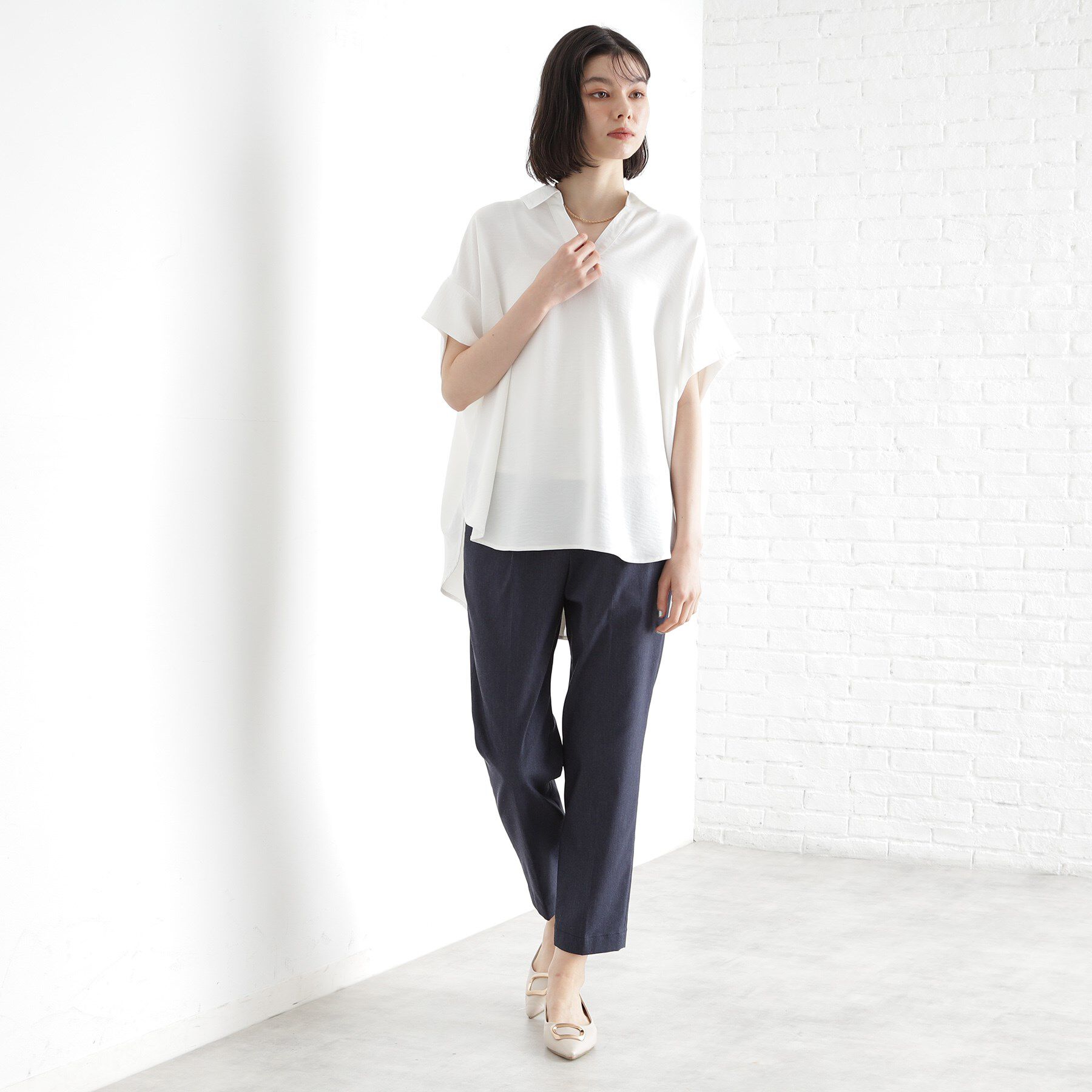 THE SHOP TK「スキッパーシャツ【防シワ/接触冷感/洗濯機OK/セットアップ可】」|シャツ・ブラウス|