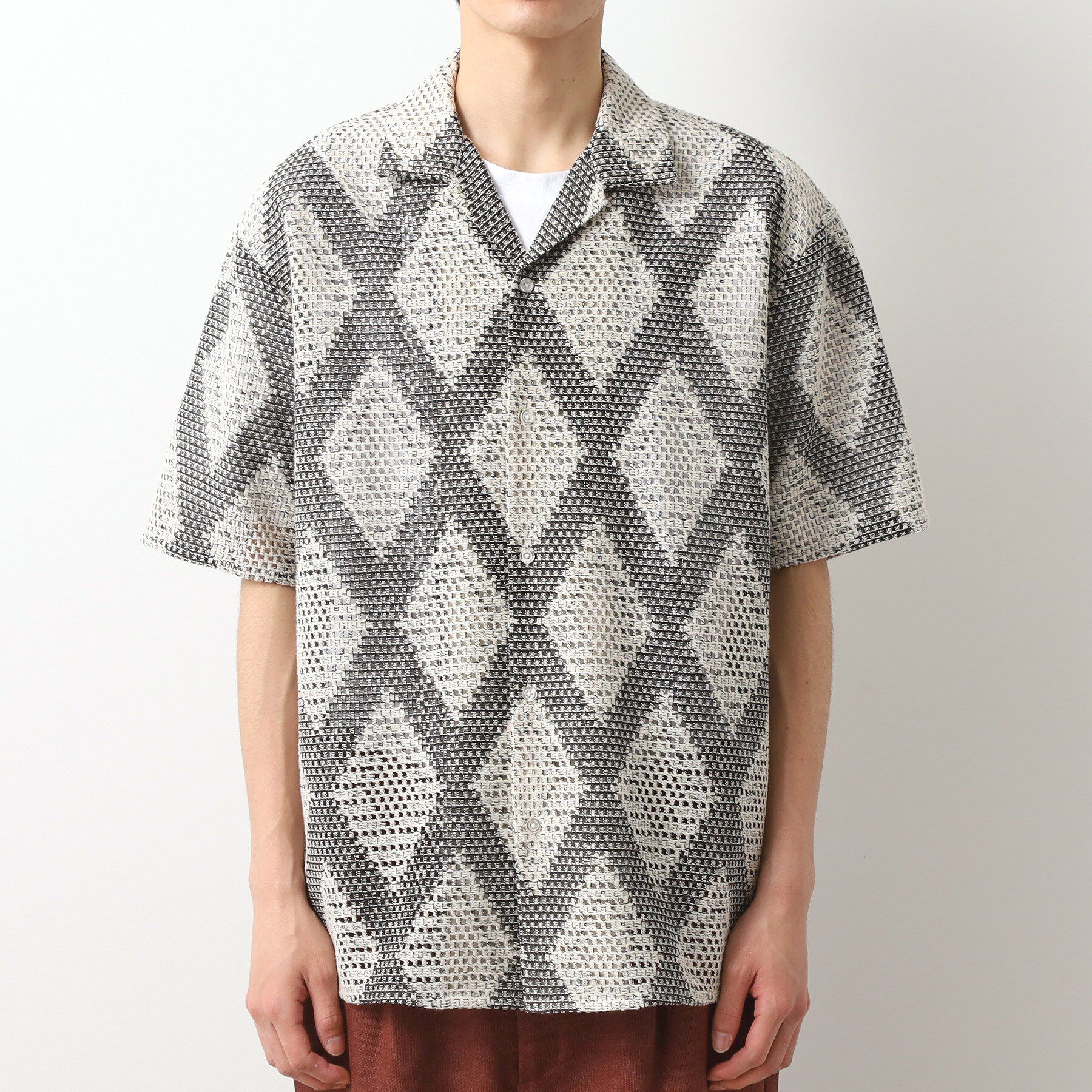 THE SHOP TK「ダイヤ柄プリント半袖シャツ【洗濯機OK/オーバーサイズ】」|シャツ・ブラウス|