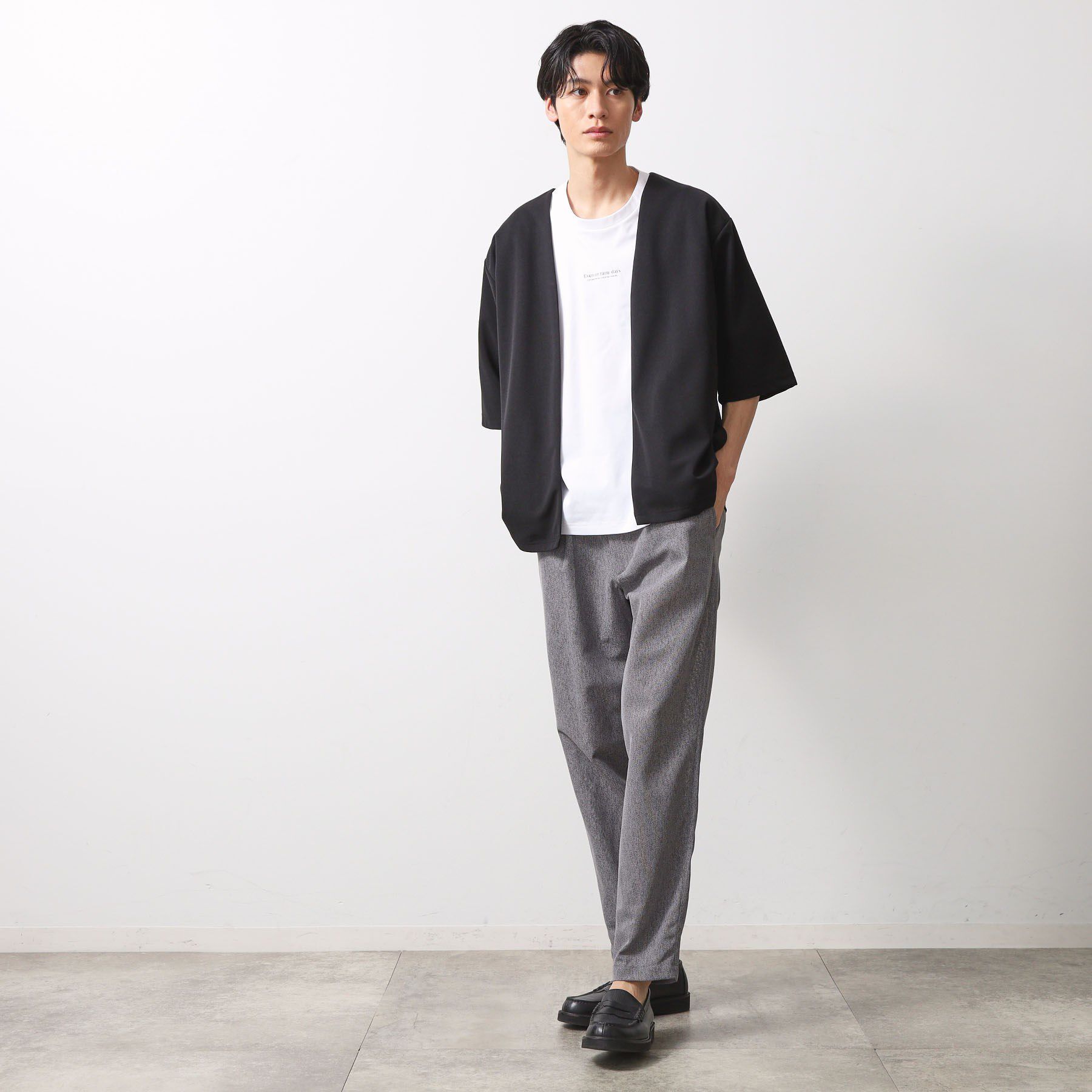 THE SHOP TK「梨地アンサンブルカーディガン　五分袖カーディガン＋半袖Tシャツセット/マシンウォッシャブル」|カーディガン|