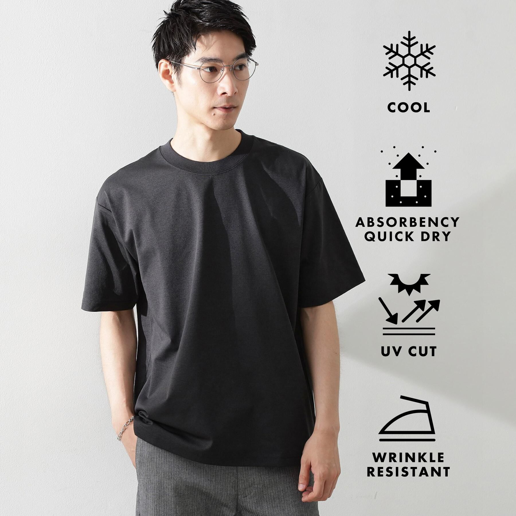 THE SHOP TK「【ご好評につき再入荷！】PERFECTEE／パーフェクティー 接触冷感／吸水速乾／UVカット／防シワ」|Tシャツ・カットソー|チャコールグレー(0