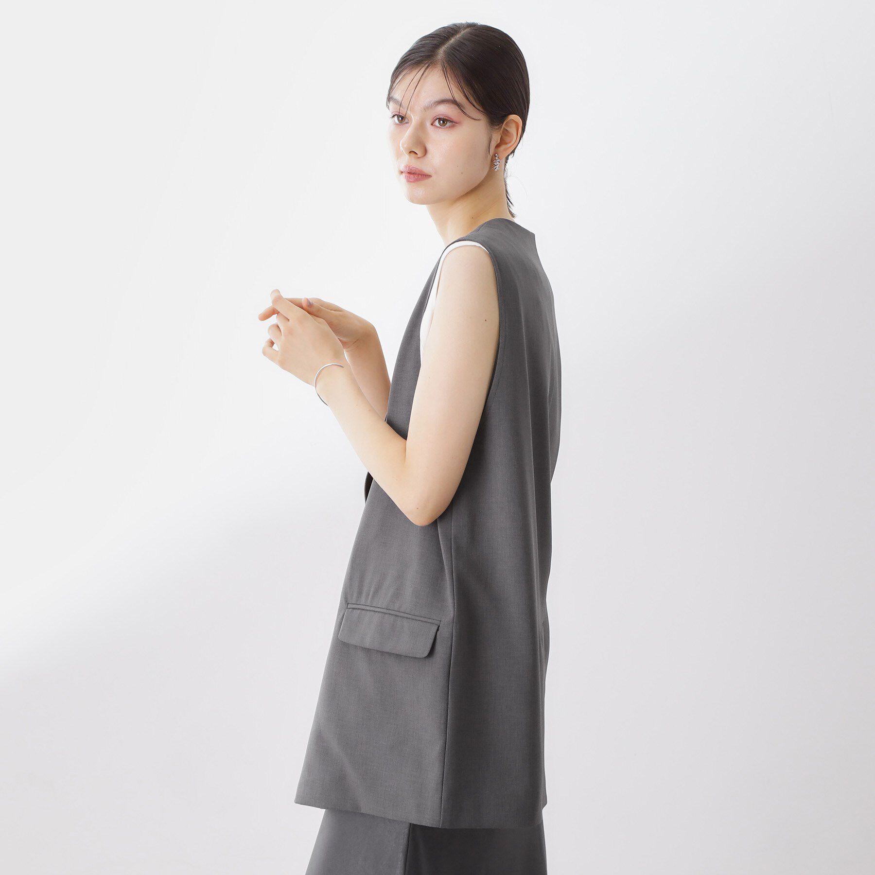 THE SHOP TK「ノーカラージレ【セットアップ可/洗濯機OK】」|ベスト・ジレ|