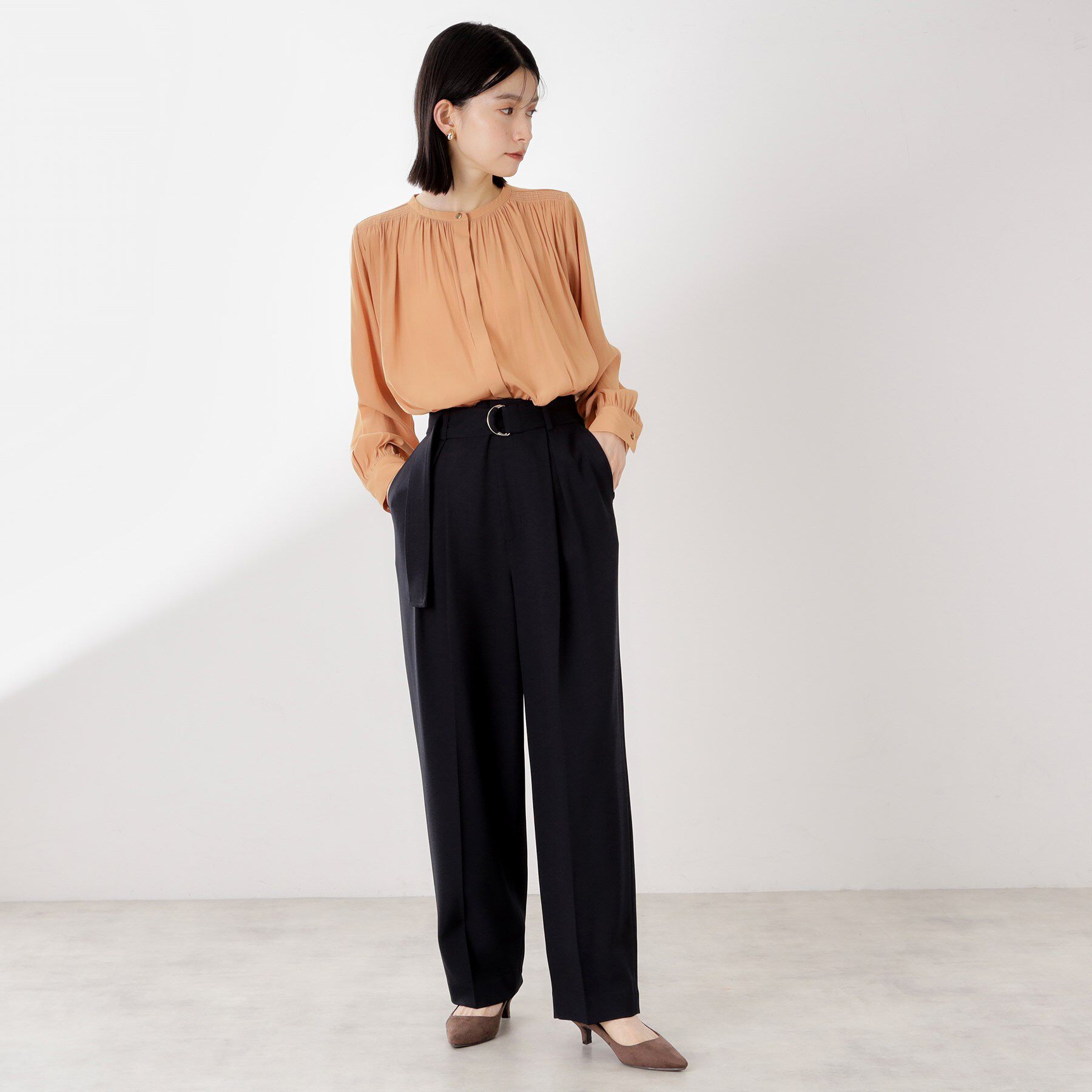 THE SHOP TK「ヴィンテージサテンギャザーシャツ」|シャツ・ブラウス|