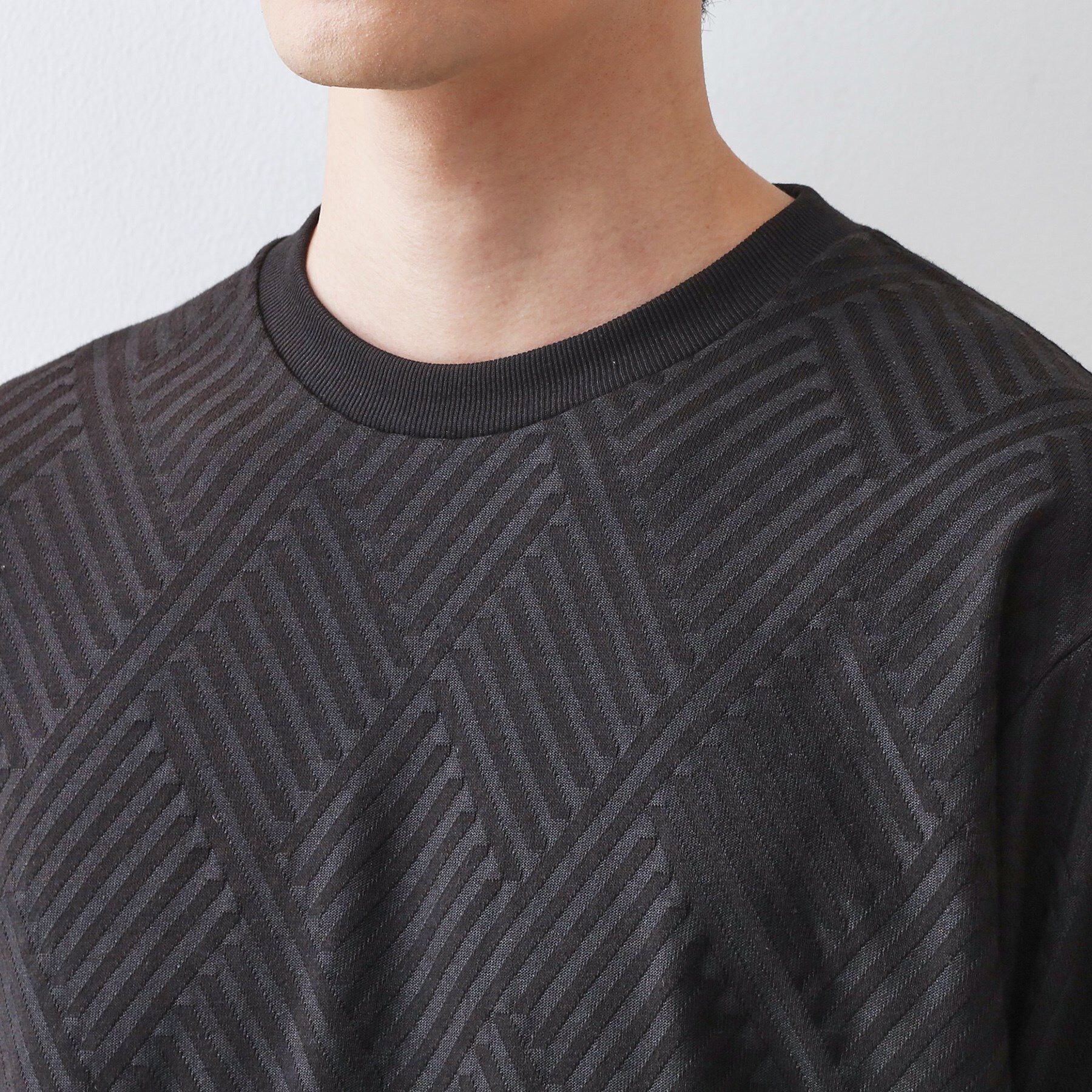 THE SHOP TK「リンクスジャカード長袖Tシャツ【サスティナブル素材使用/洗濯機OK】」|Tシャツ・カットソー|