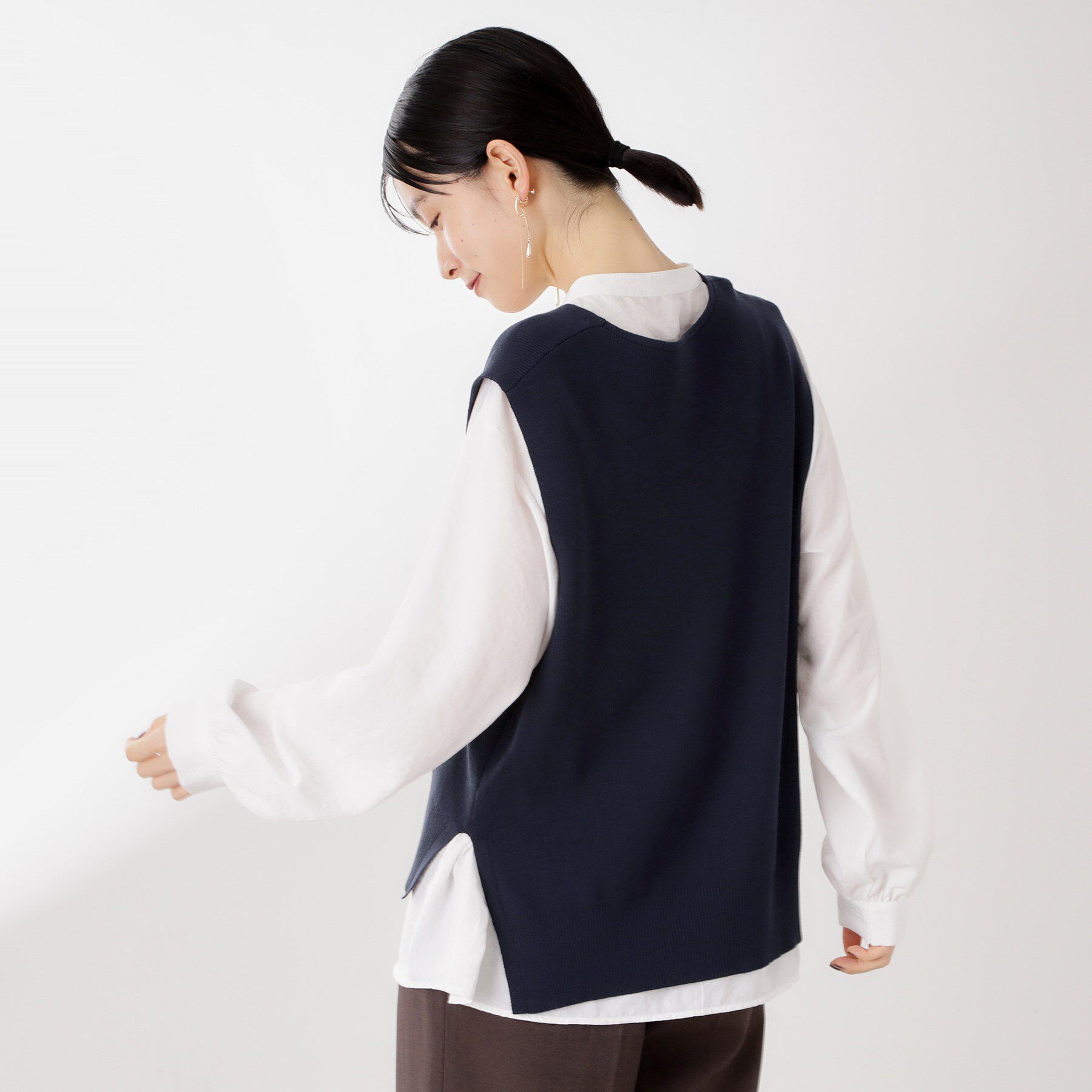 THE SHOP TK「【春まで着られる】ニットベスト＆ブラウスセット/洗濯機OK」|シャツ・ブラウス|