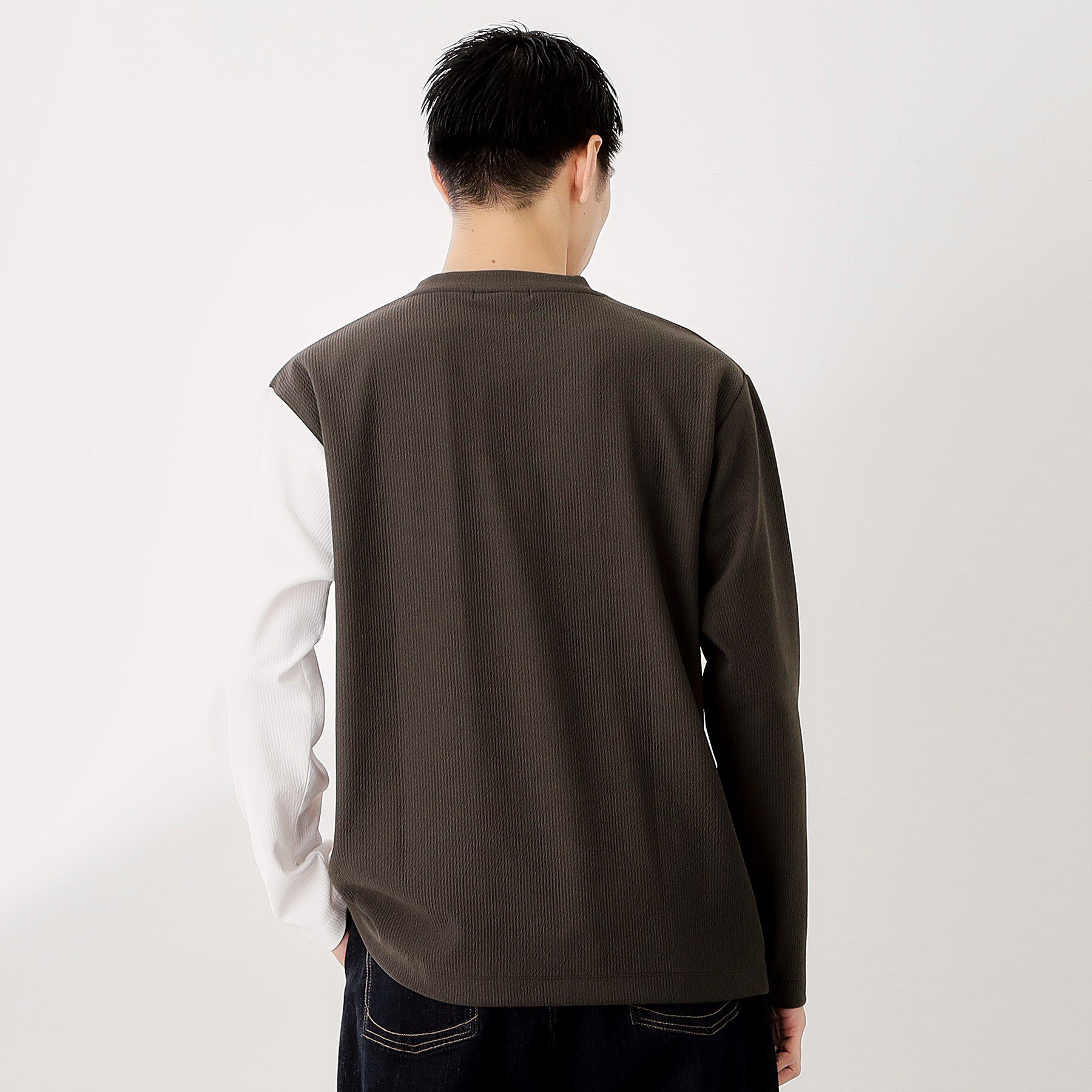 THE SHOP TK「【一枚で着映える】パネルブロッキング長袖Tシャツ 【洗濯機OK】」|Tシャツ・カットソー|