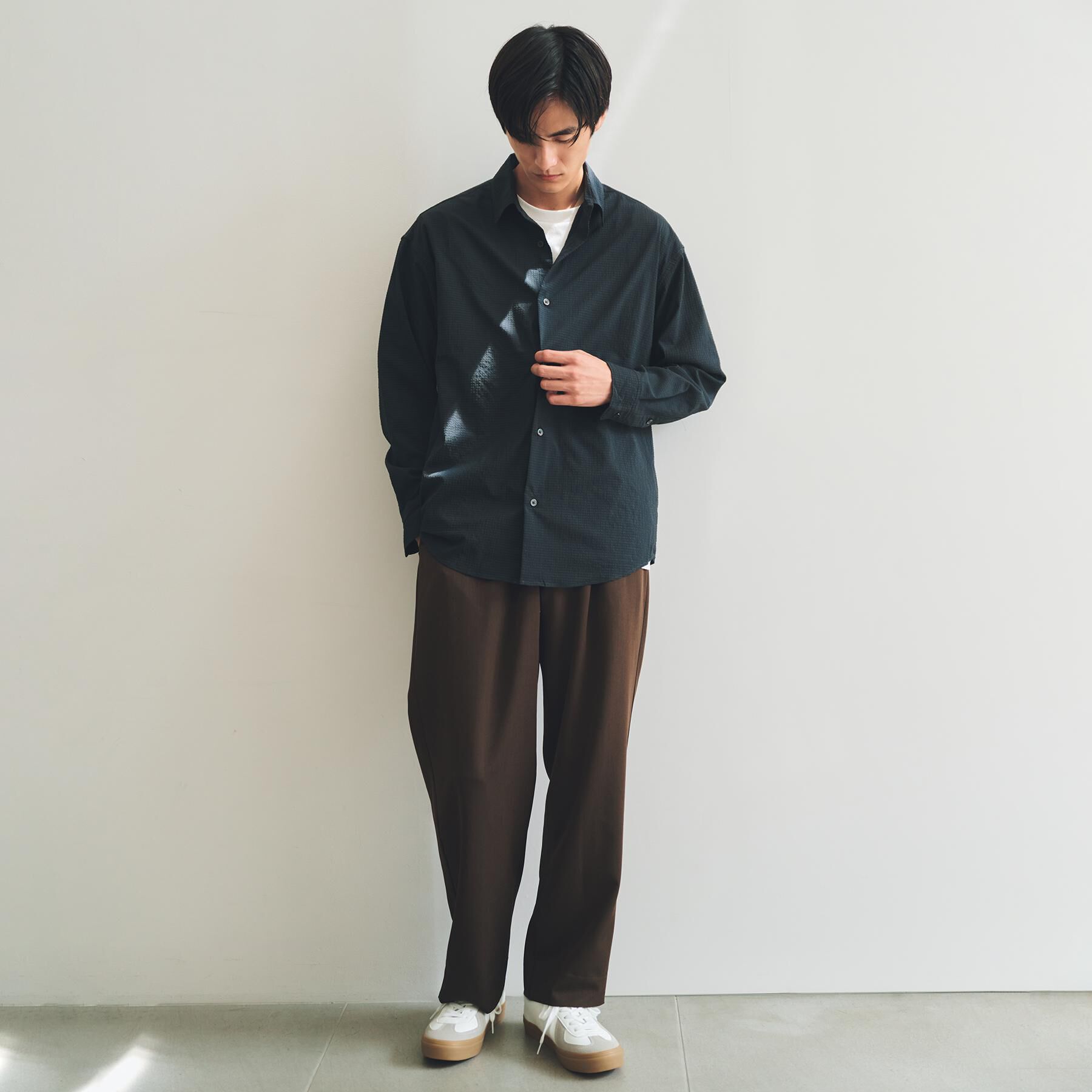 THE SHOP TK「シアサッカー長袖シャツ　【軽量/吸水速乾／イージーケア／洗濯機OK】」|シャツ・ブラウス|