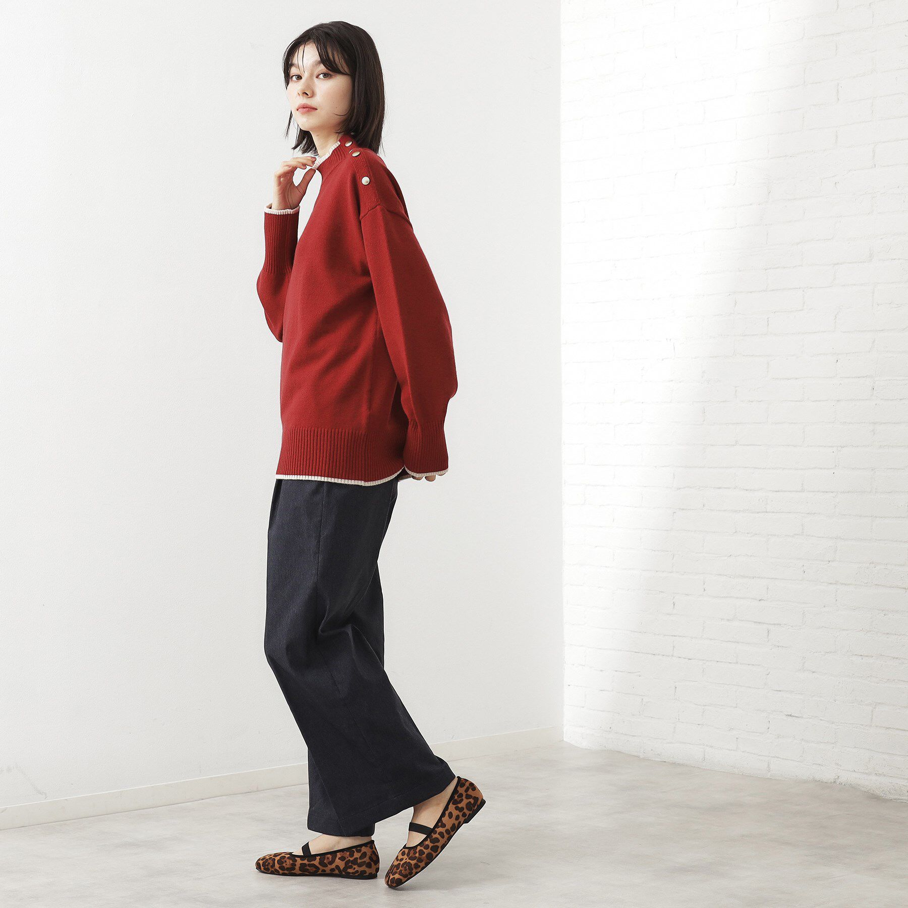 THE SHOP TK「【インしないで着られる】金ボタン ハイネックニット/毛玉になりにくい/静電気防止/洗濯機OK」|ニット・セーター|