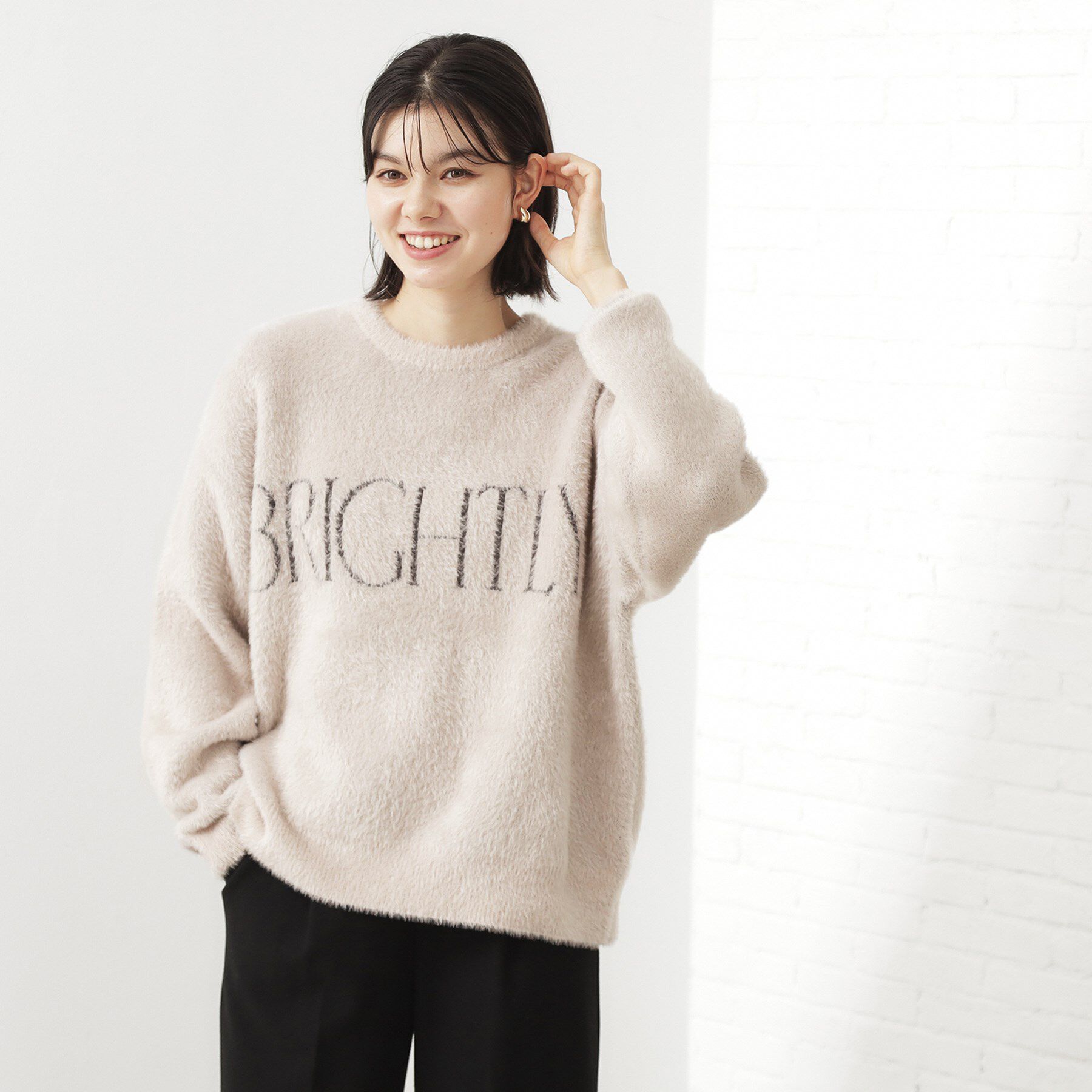 THE SHOP TK「ベルベットフェザー ロゴニットプルオーバー」|Tシャツ・カットソー|