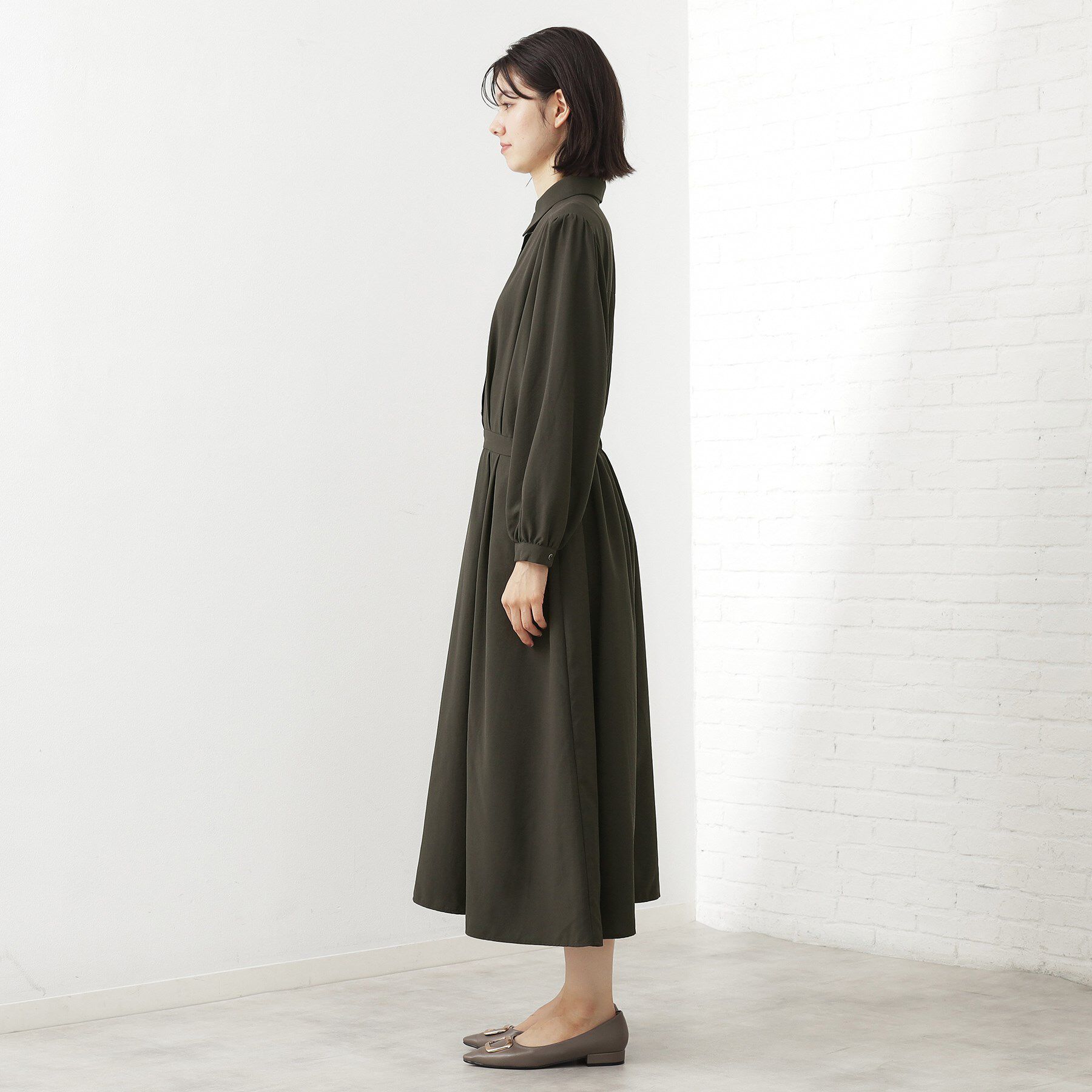 THE SHOP TK「【春まで着られる】フィット＆フレア長袖ワンピース」|ワンピース|