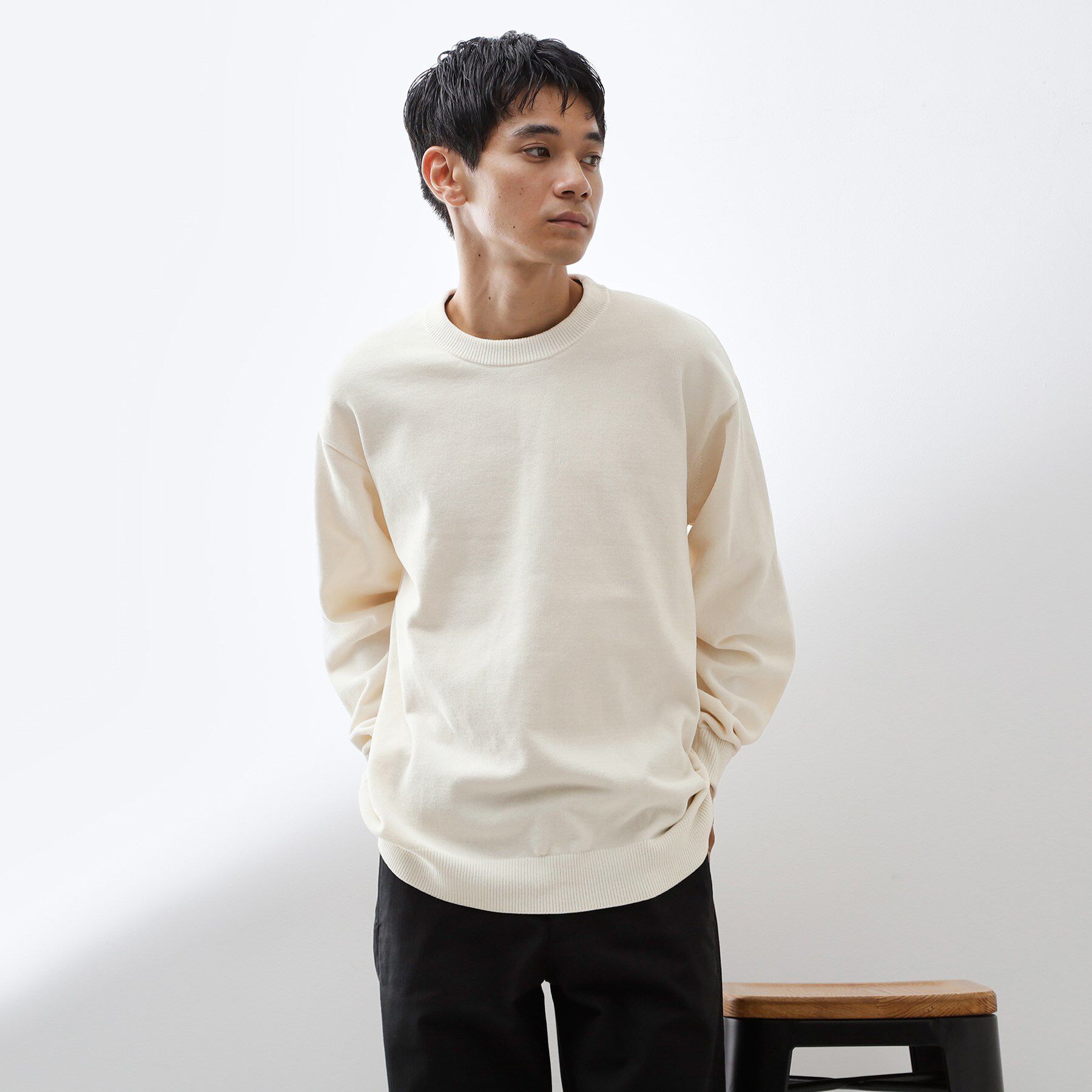 THE SHOP TK「【触れるたびに心地良い】ライトモールニット　洗濯機OK/ユニセックスでおすすめ！」|ニット・セーター|オフホワイト(003