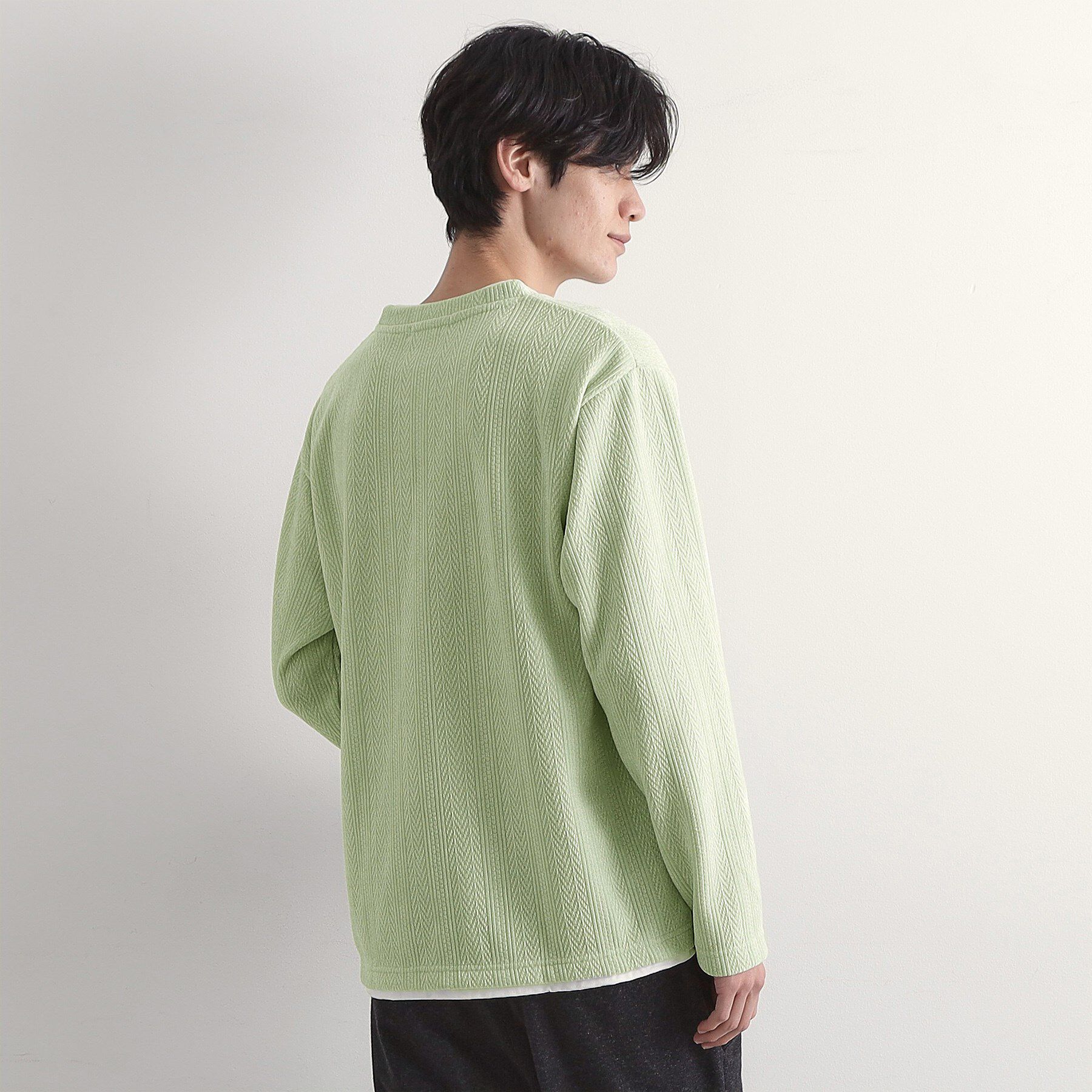 THE SHOP TK「【心地良い、滑らかさ】レイヤード風ケーブル ニットソー 【洗濯機OK】」|Tシャツ・カットソー|