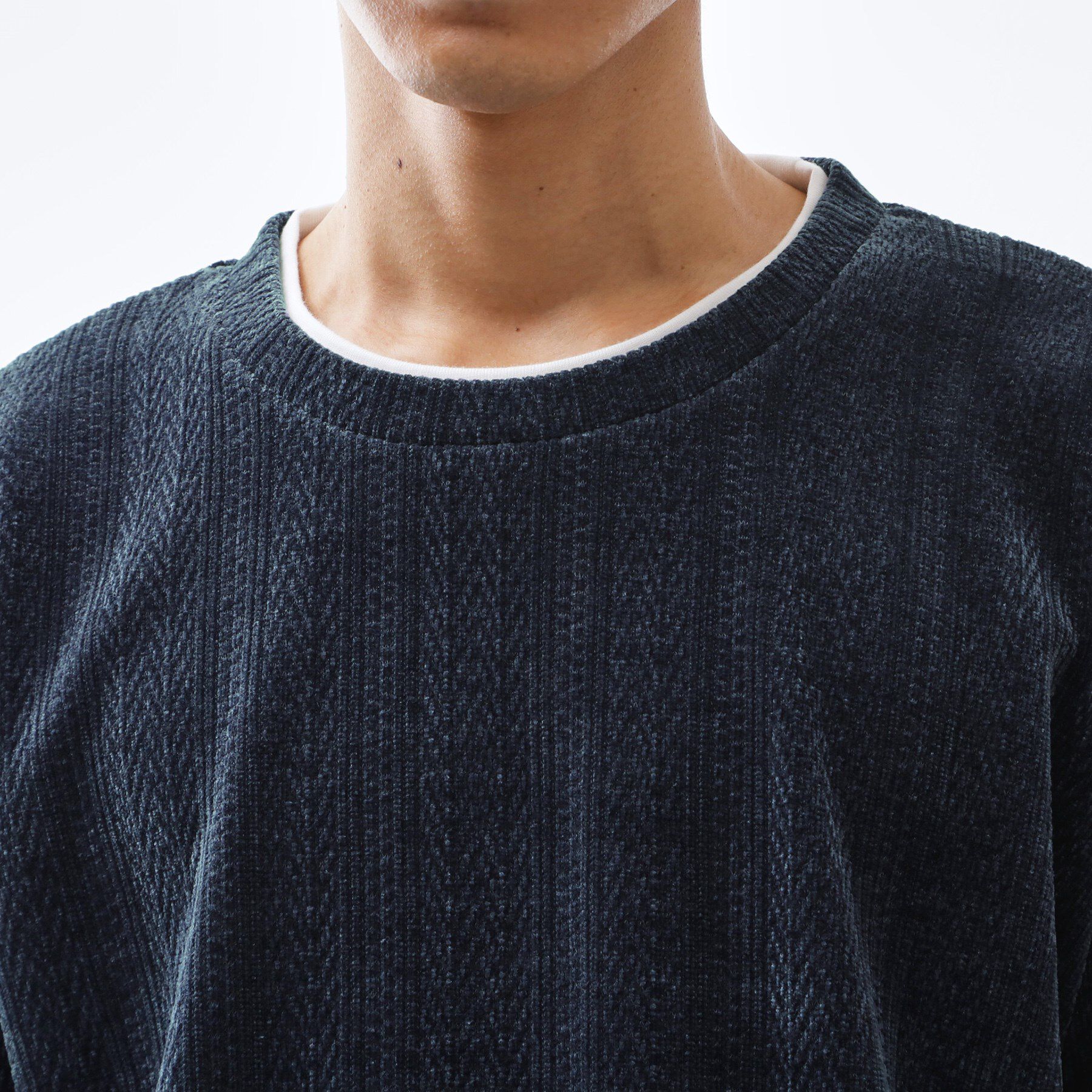 THE SHOP TK「【心地良い、滑らかさ】レイヤード風ケーブル ニットソー 【洗濯機OK】」|Tシャツ・カットソー|