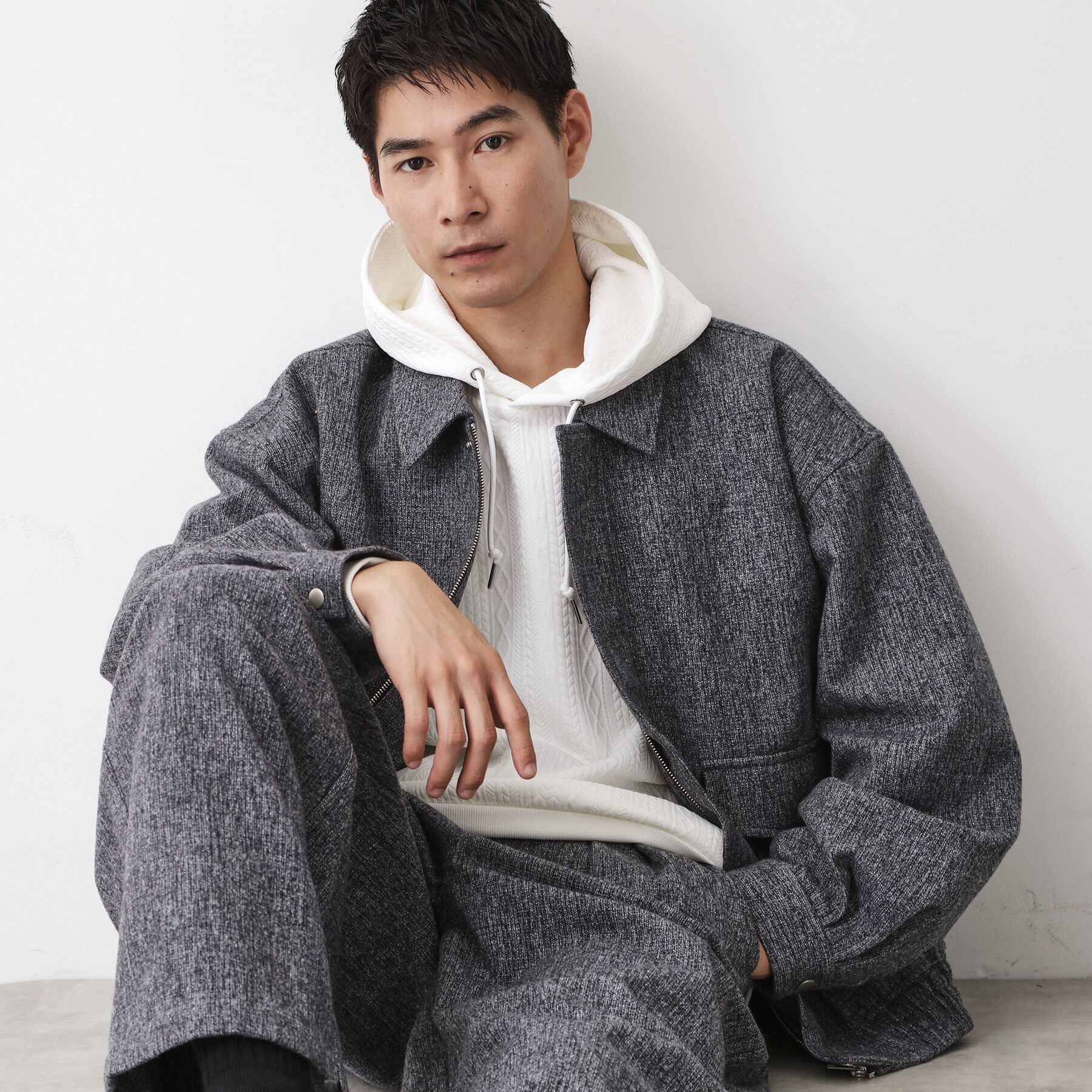 THE SHOP TK「ツイードフライトビッグブルゾン 【洗濯機OK／セットアップ可】」|ブルゾン・スタジャン|チャコールグレー(4