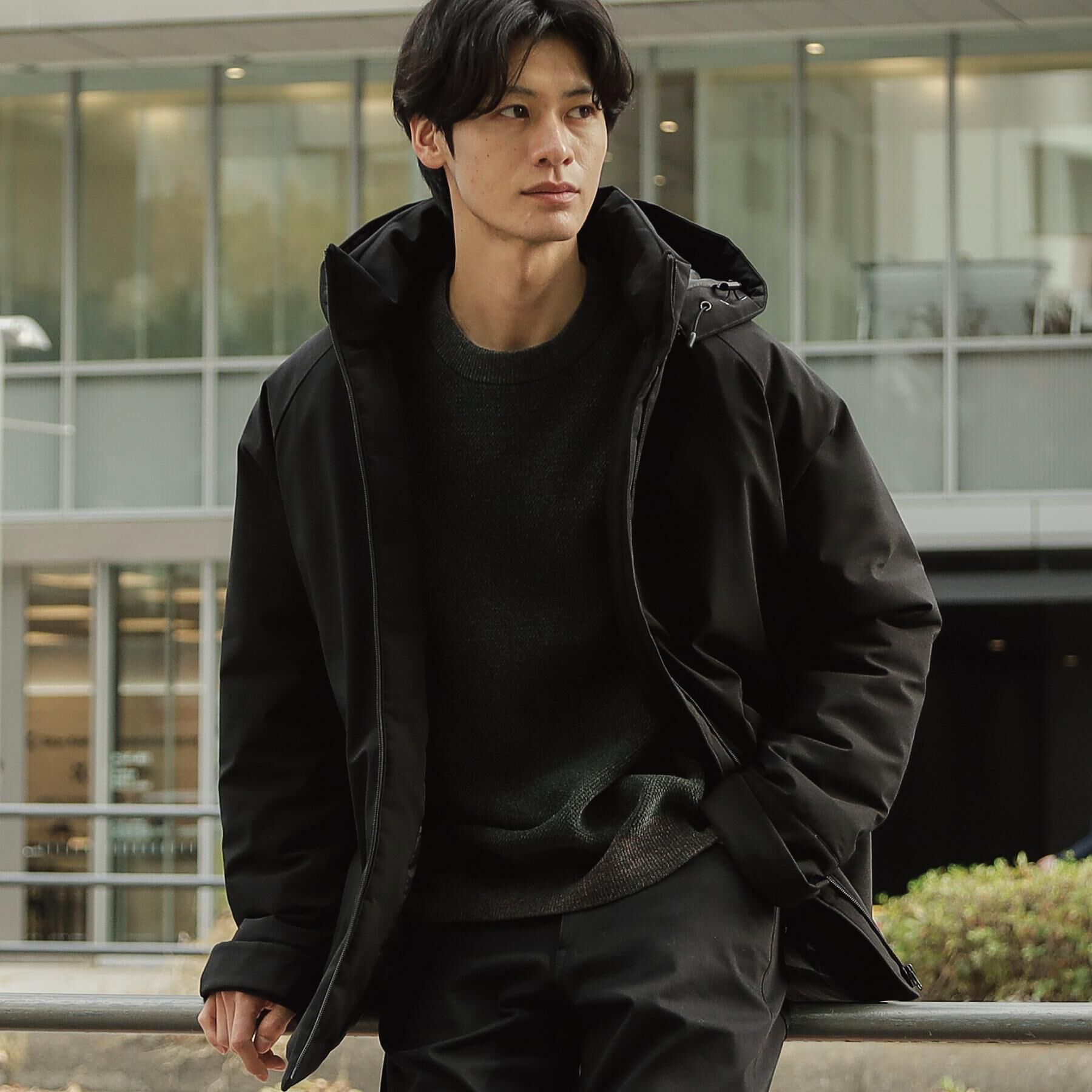 THE SHOP TK「【軽くて、暖かい】SORONA／ソロナ 中綿ブルゾン 防風/軽量/洗濯機OK/フード脱着可」|ブルゾン・スタジャン|ブラック(019)