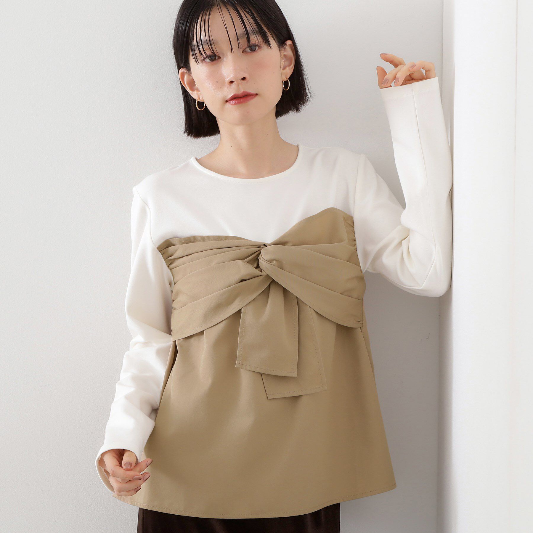 THE SHOP TK「布帛切替カットソー」|Tシャツ・カットソー|アイボリー(504)