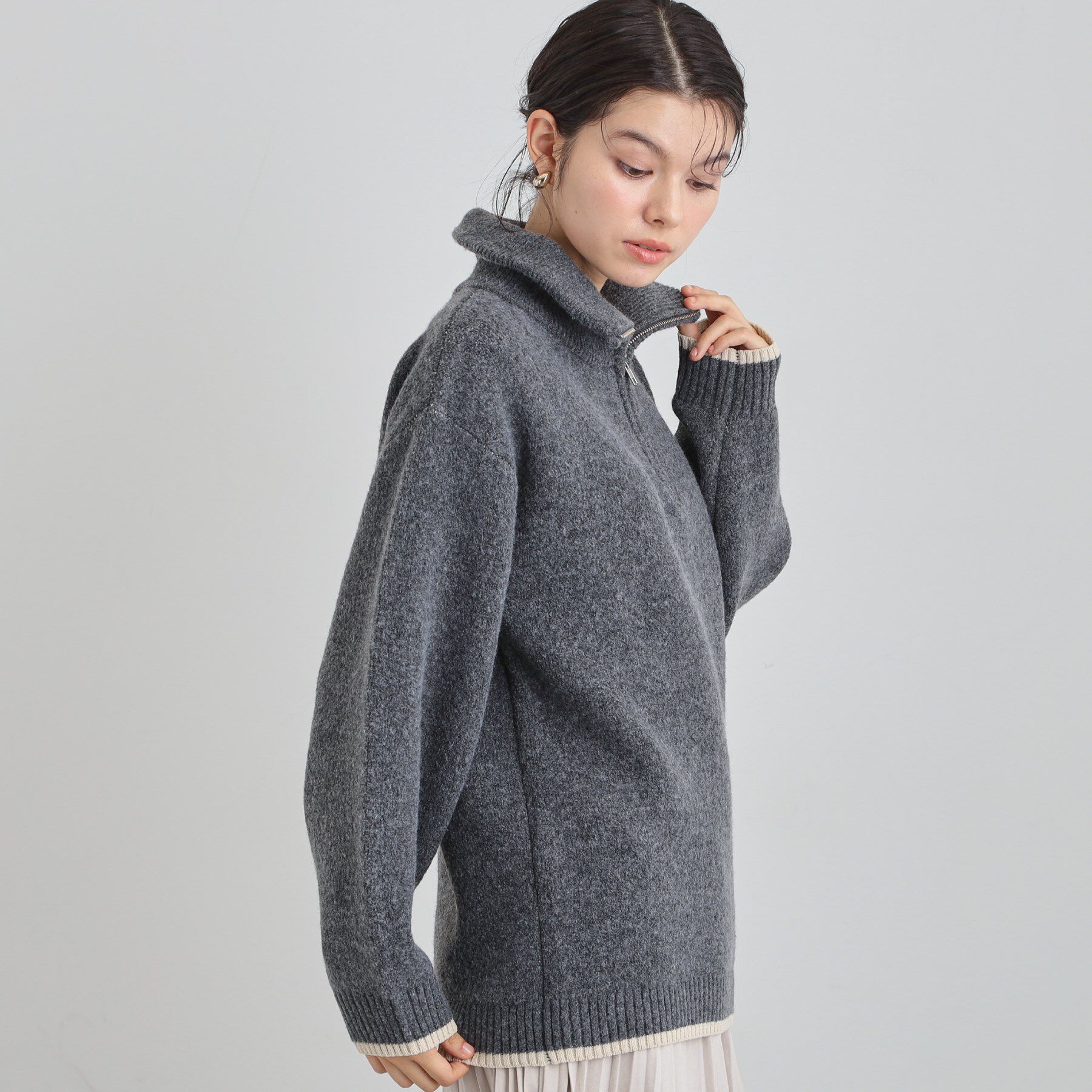 THE SHOP TK「【洗える】ほど良くラフで女性らしい ハーフZIPニット」|ニット・セーター|