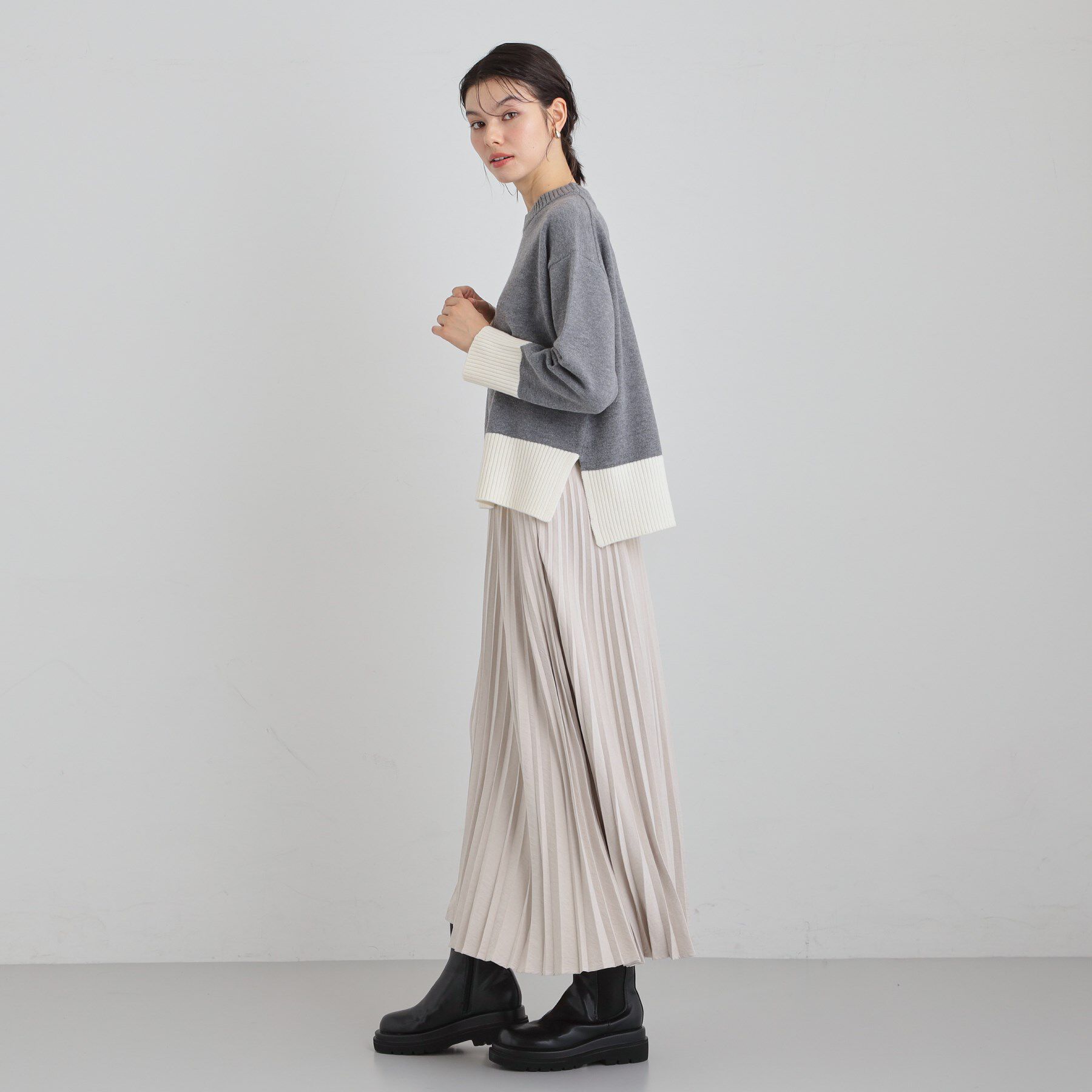 THE SHOP TK「インしないで着られる カラーブロックニット」|ニット・セーター|