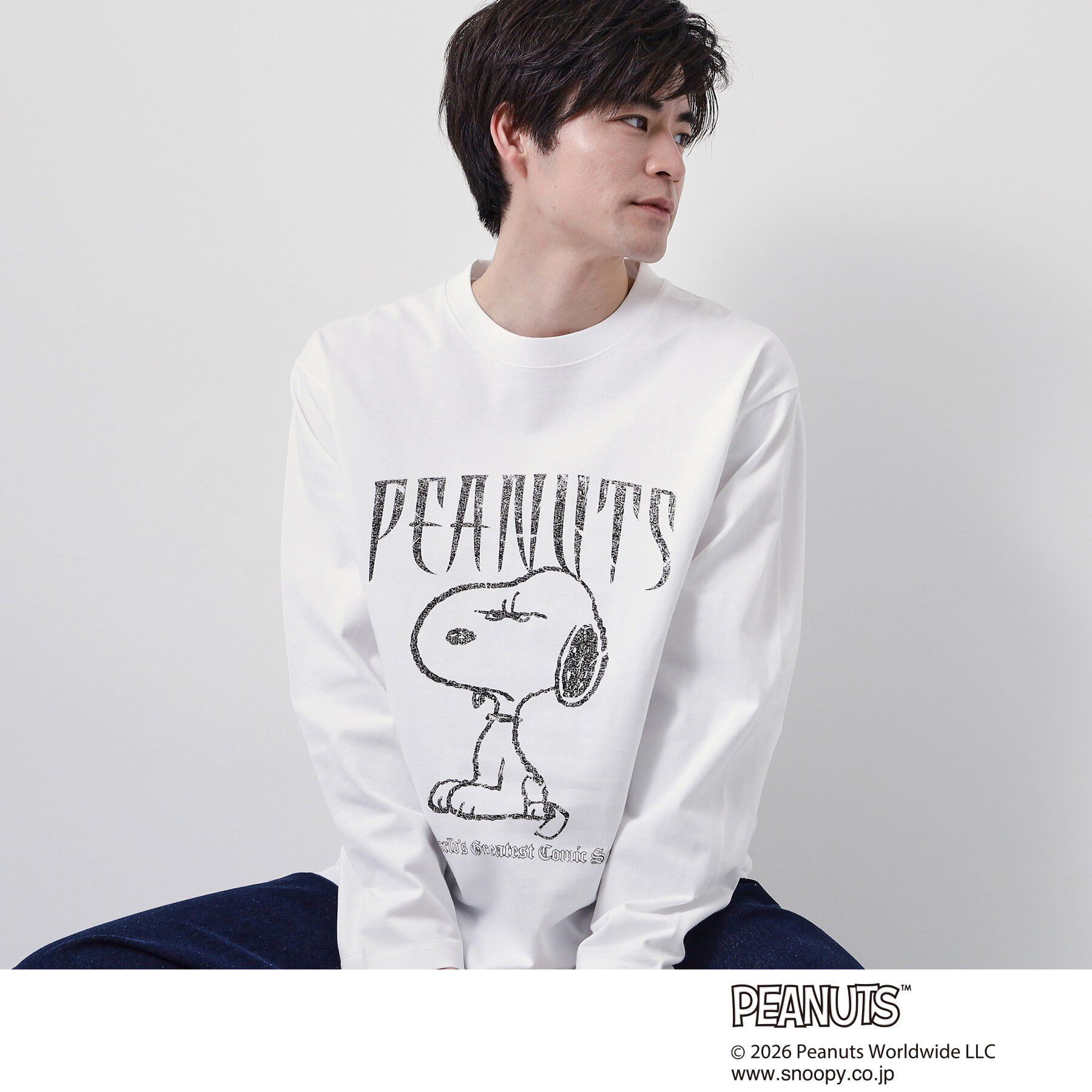 THE SHOP TK「PEANUTS ／ ピーナッツ スヌーピー ヴィンテージ風プリント長袖Tシャツ」|Tシャツ・カットソー|オフホワイト(003