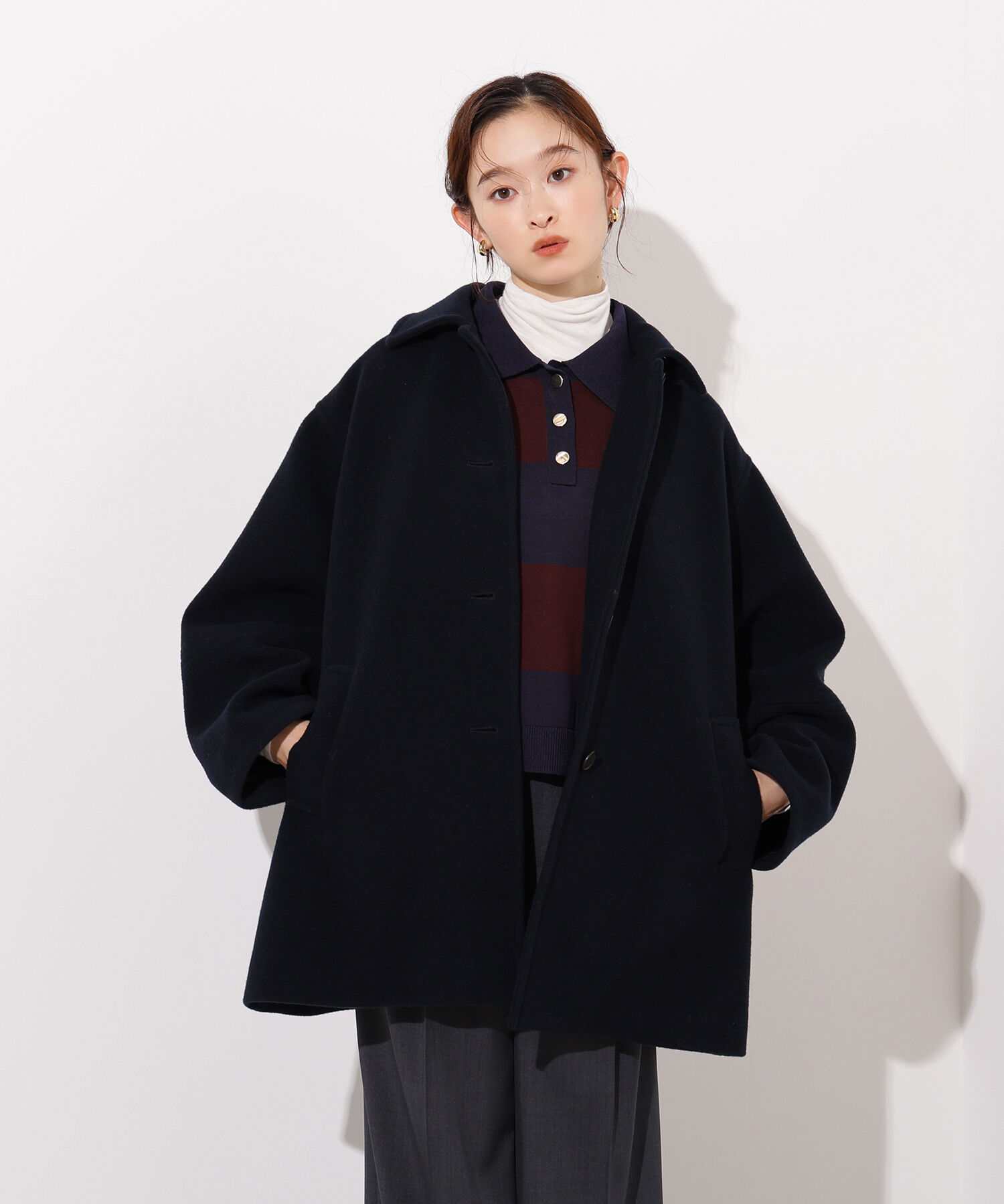  「ステンカラーミディコート」|ブルゾン・スタジャン|