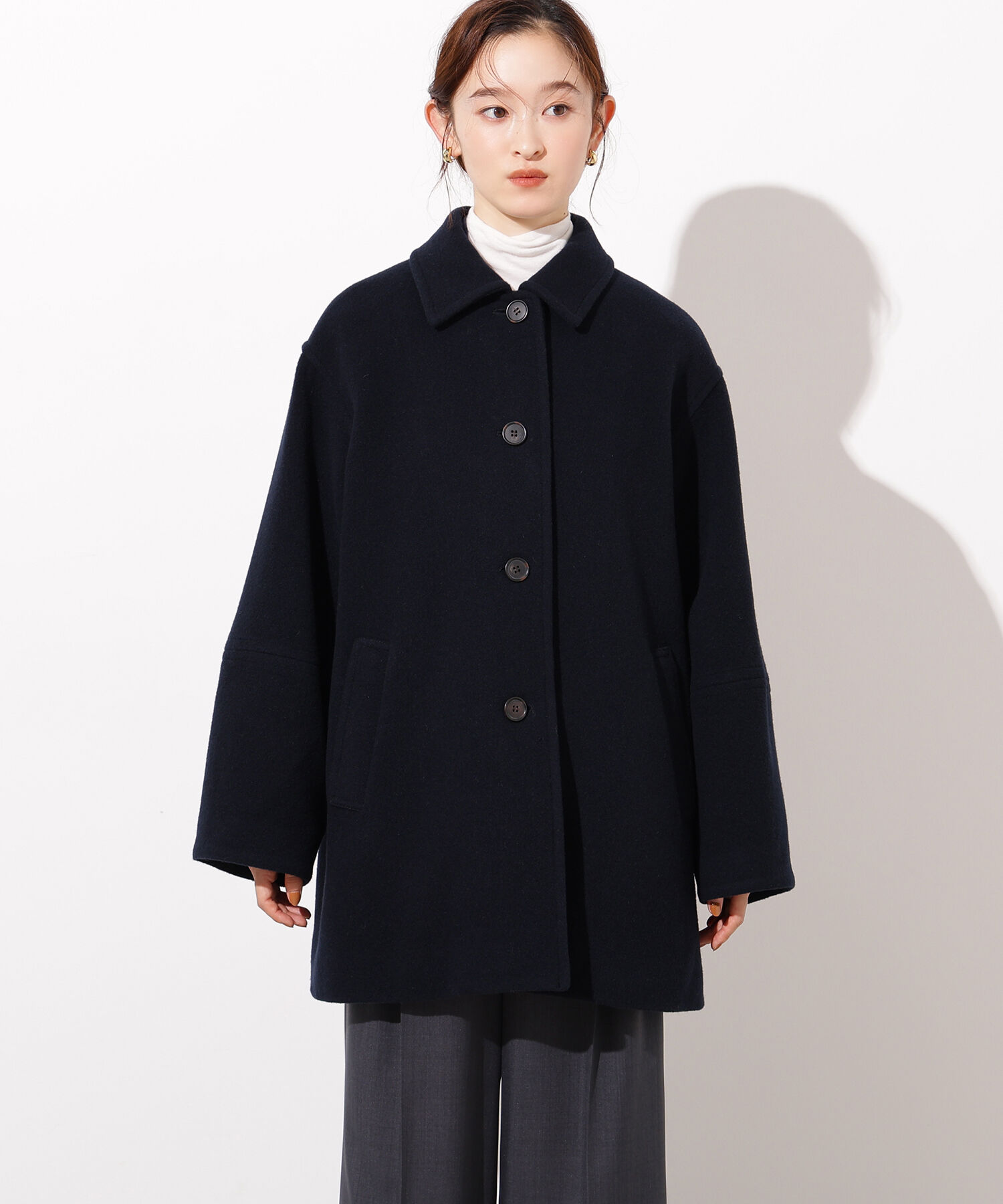  「ステンカラーミディコート」|ブルゾン・スタジャン|