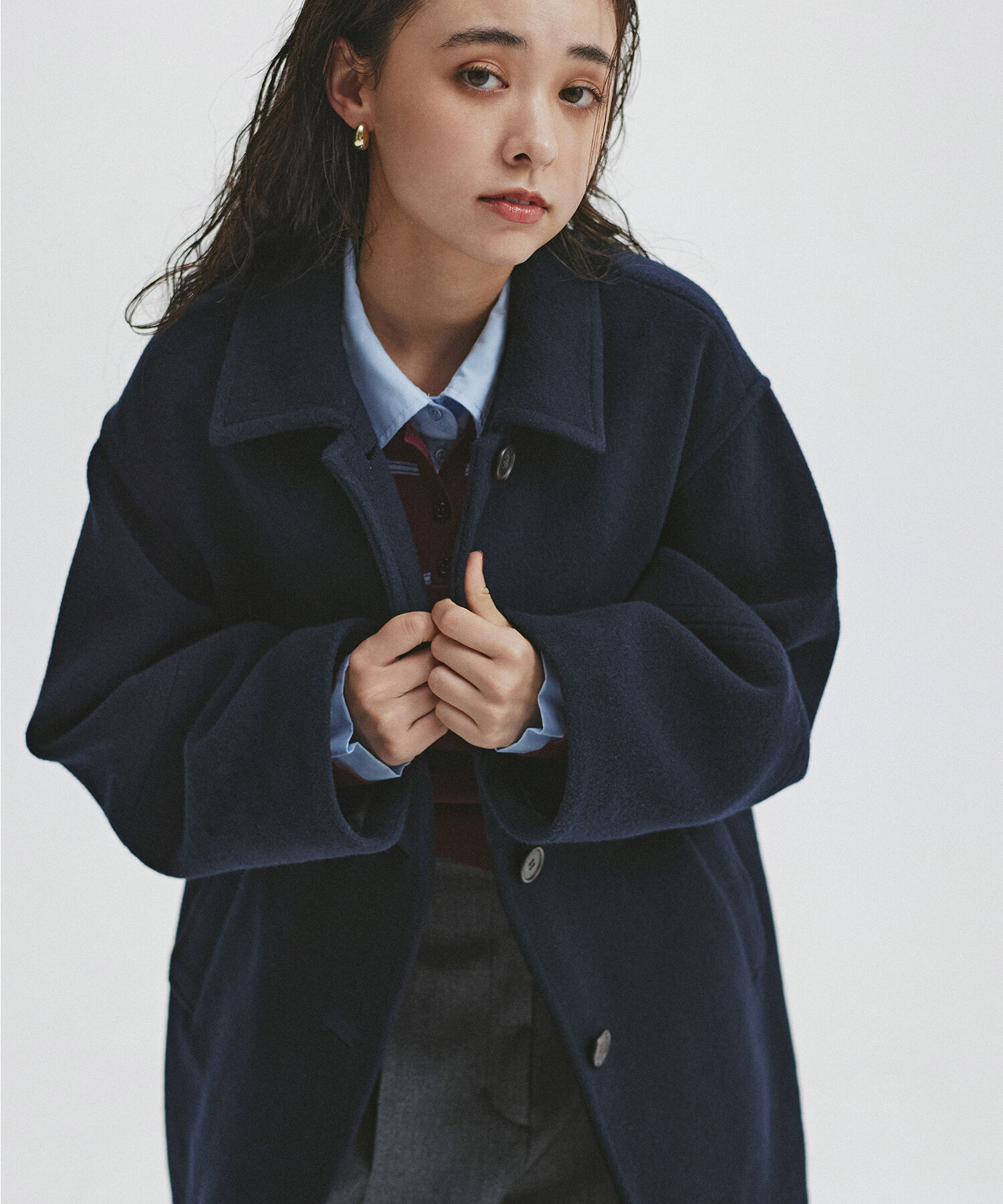  「ステンカラーミディコート」|ブルゾン・スタジャン|