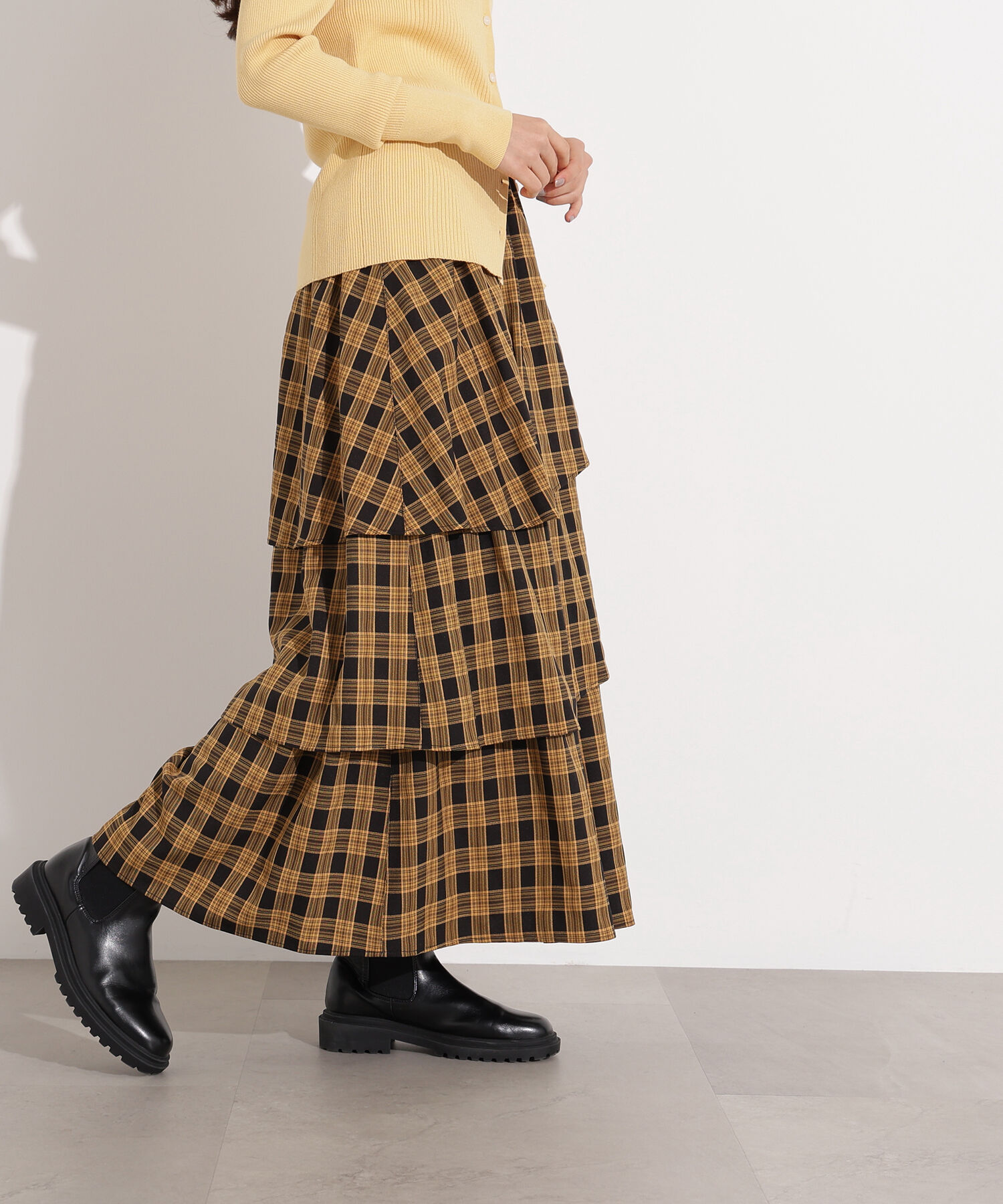  「ランダムティアードチェックスカート」|スカート|