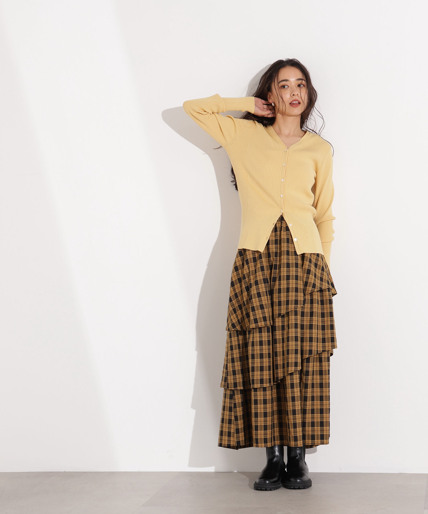  「ランダムティアードチェックスカート」|スカート|