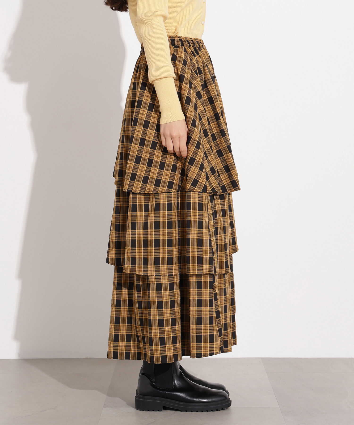  「ランダムティアードチェックスカート」|スカート|