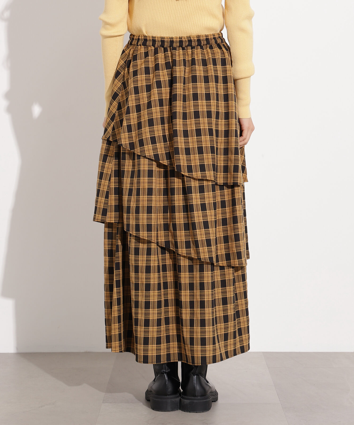  「ランダムティアードチェックスカート」|スカート|