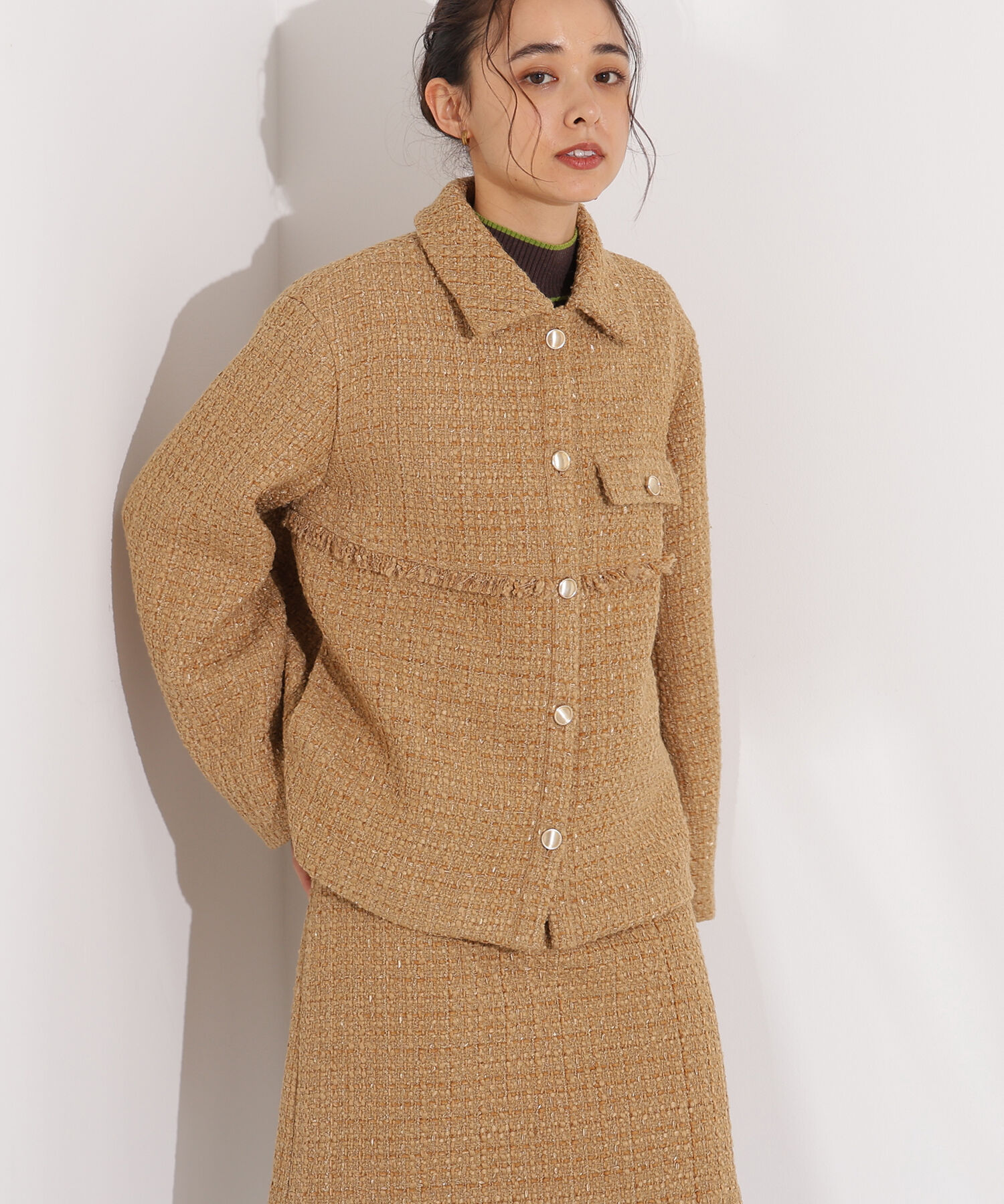  「ツイード SETUP ブルゾン」|その他|キャメル1