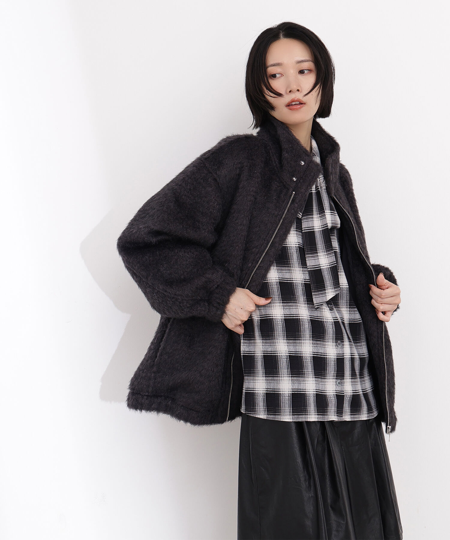  「スタンドネックシャギーブルゾン」|ブルゾン・スタジャン|