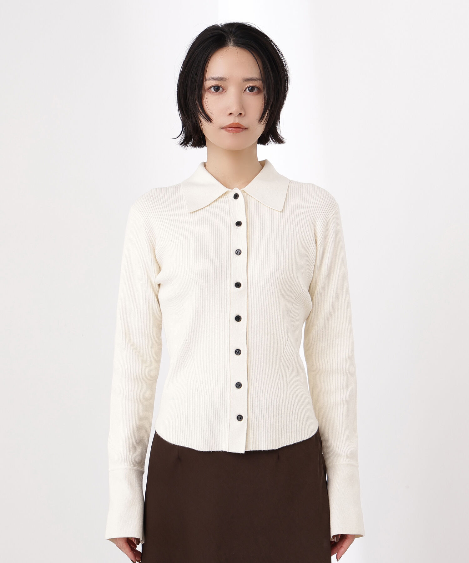  「ポロ襟フレアカフスニット」|ニット・セーター|