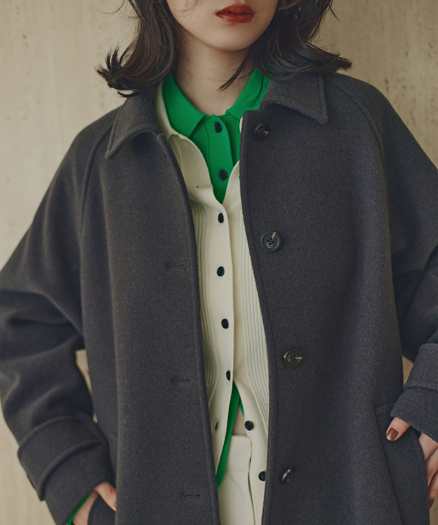  「ポロ襟フレアカフスニット」|ニット・セーター|