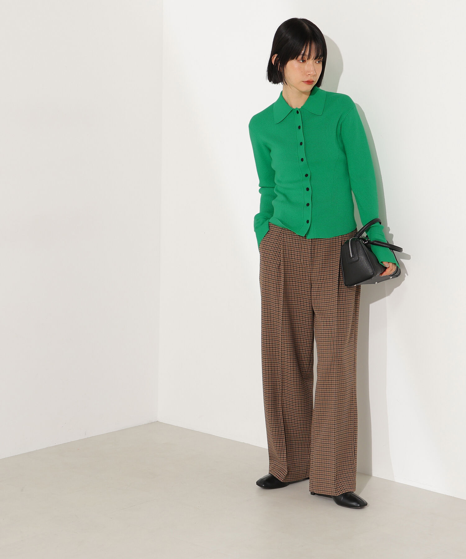  「ポロ襟フレアカフスニット」|ニット・セーター|