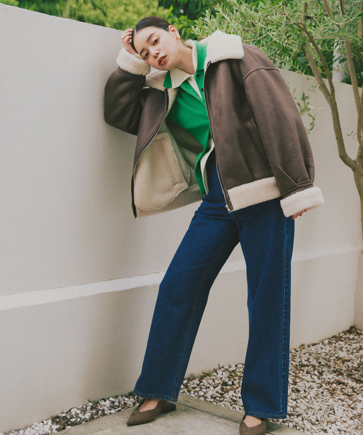  「ポロ襟フレアカフスニット」|ニット・セーター|