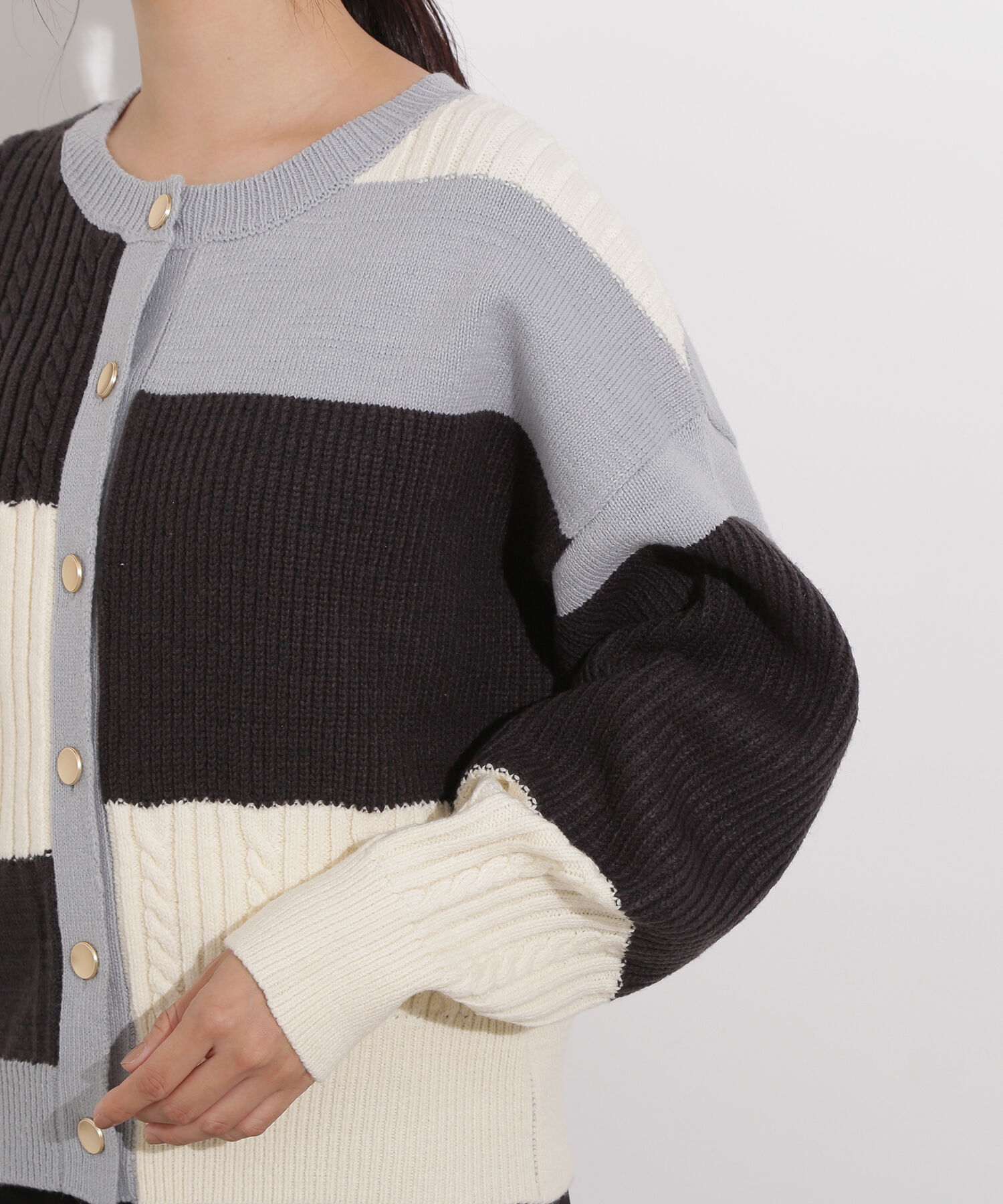  「カラーブロッキングカーディガン」|ニット・セーター|