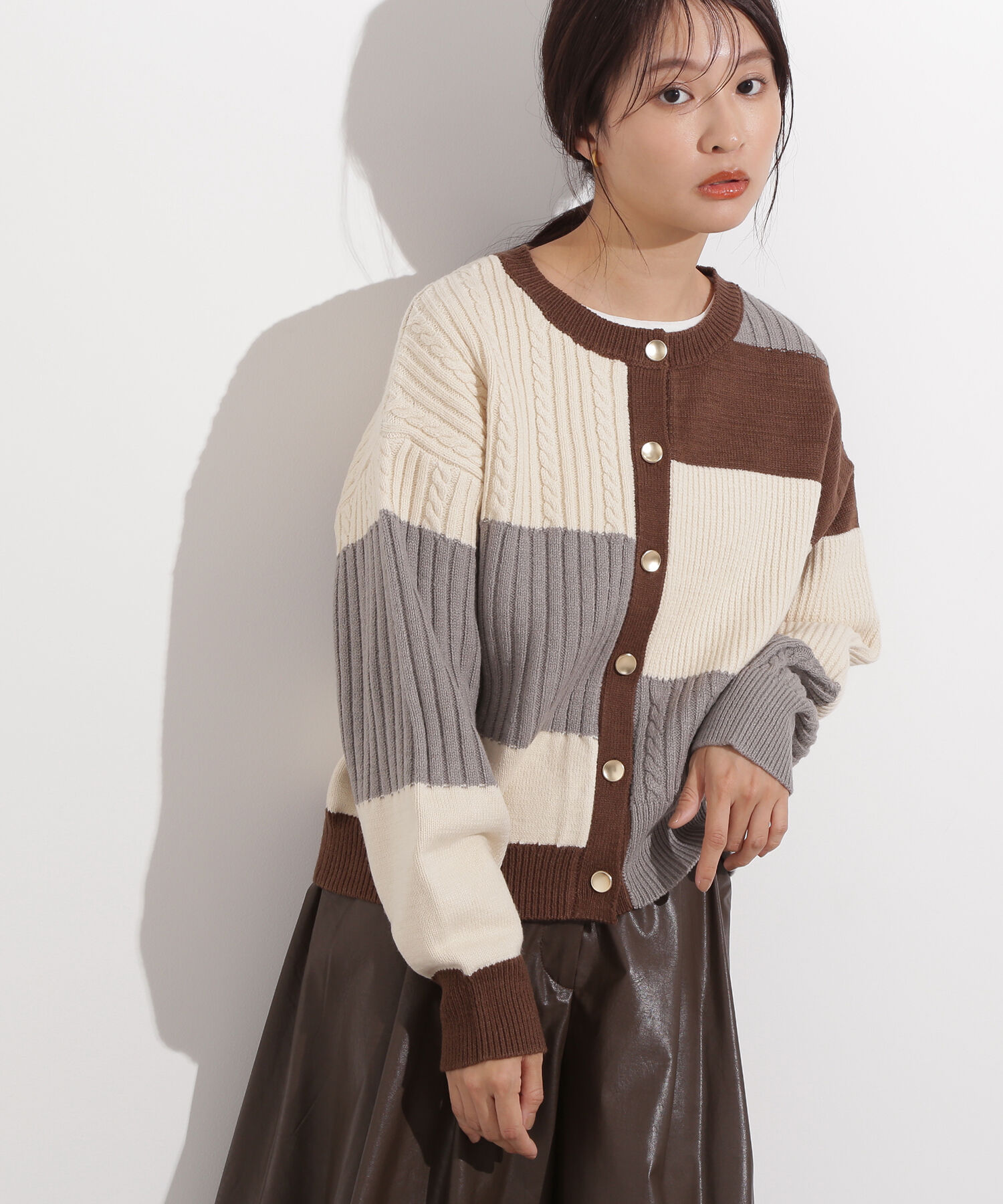  「カラーブロッキングカーディガン」|ニット・セーター|