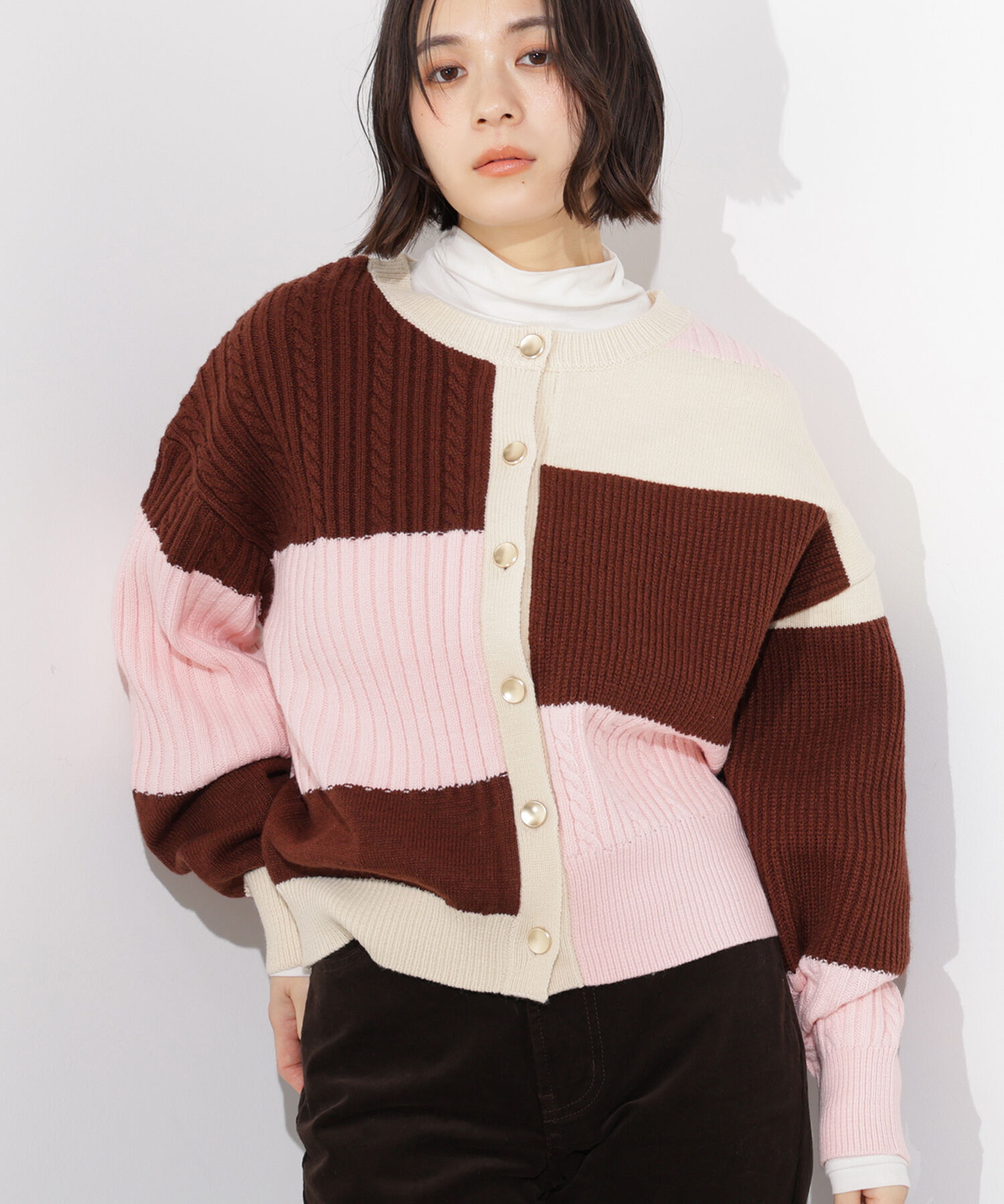  「カラーブロッキングカーディガン」|ニット・セーター|