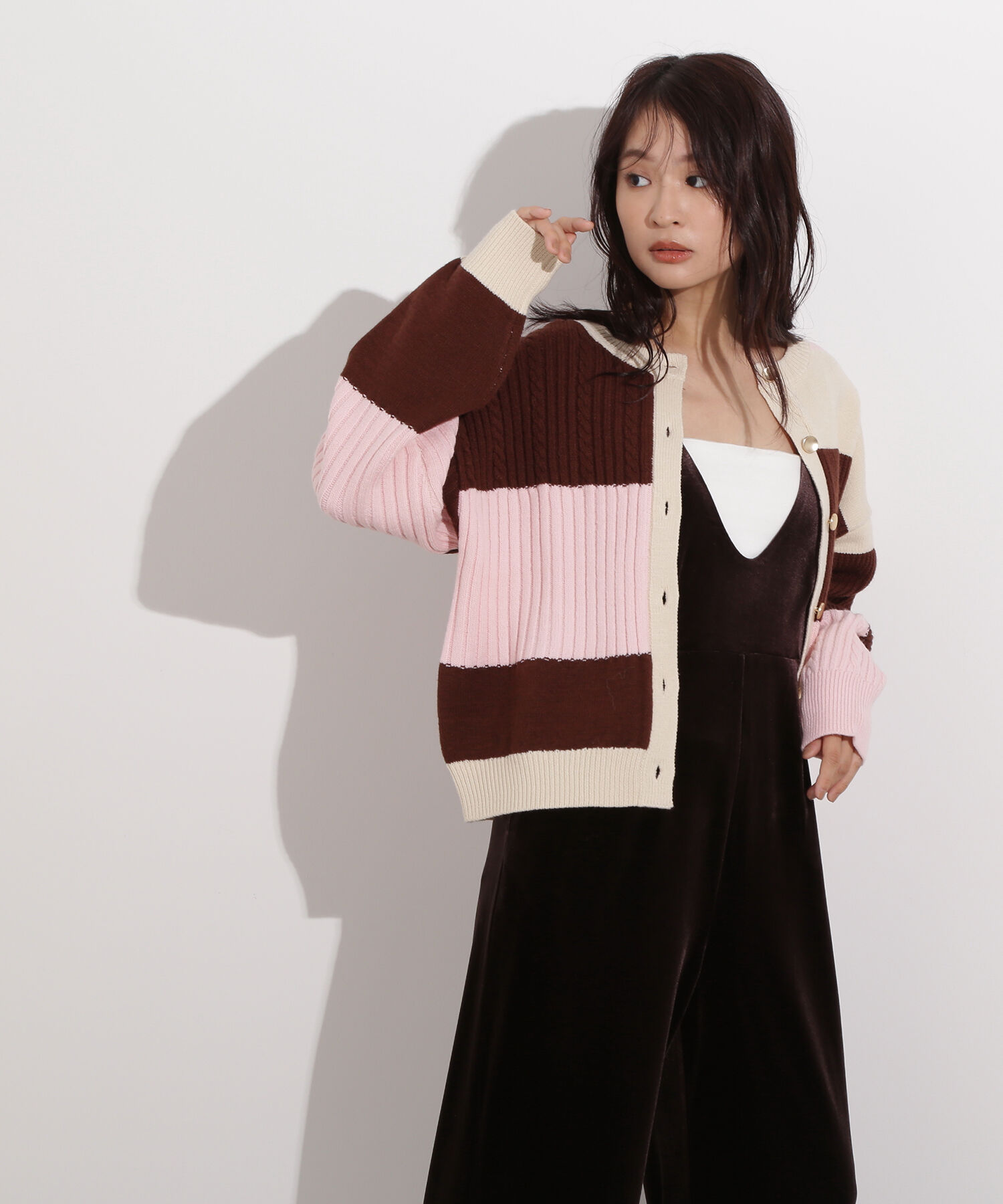  「カラーブロッキングカーディガン」|ニット・セーター|
