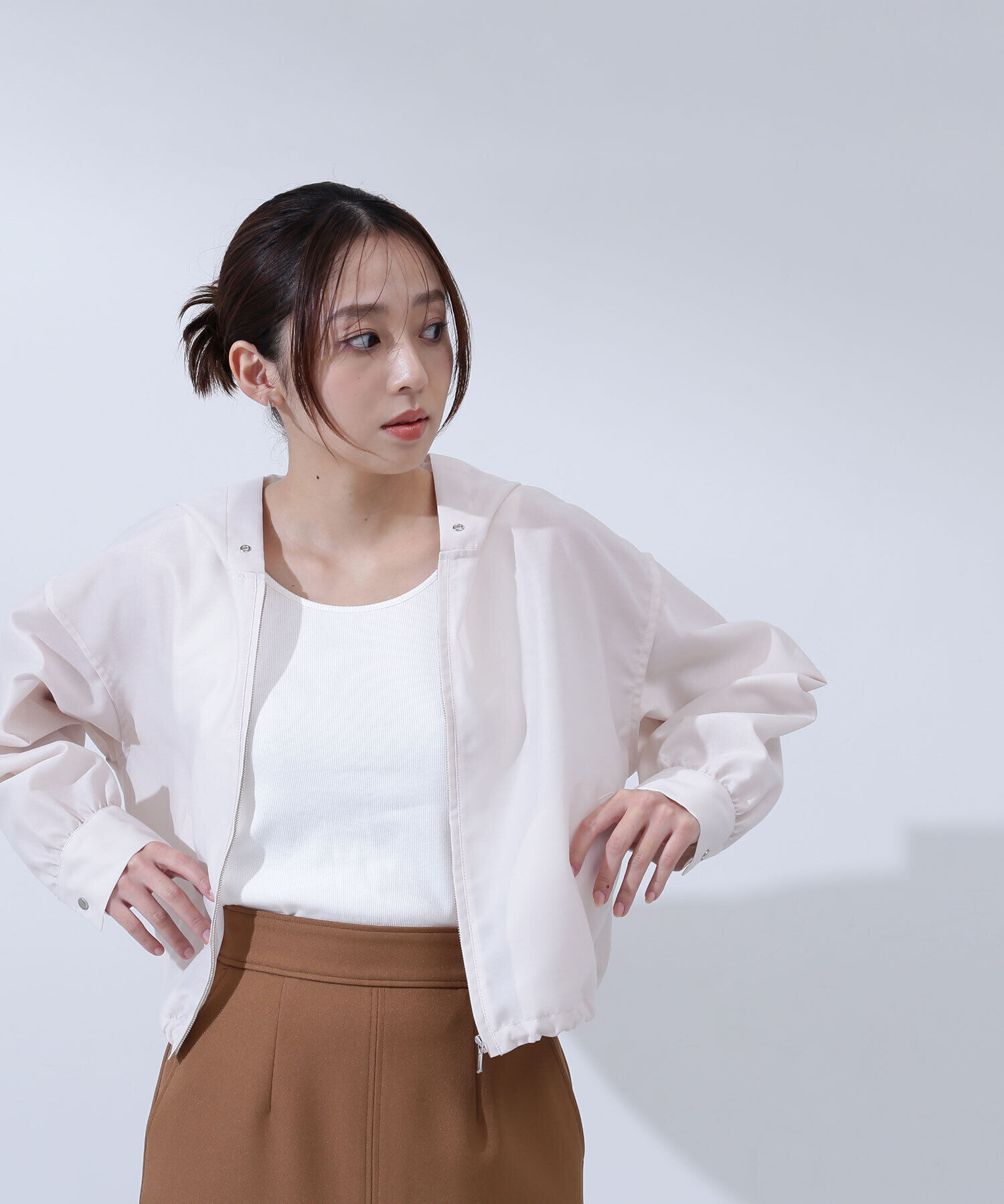  「シアーフォルムフーディーブルゾン」|ブルゾン・スタジャン|エクリュ1