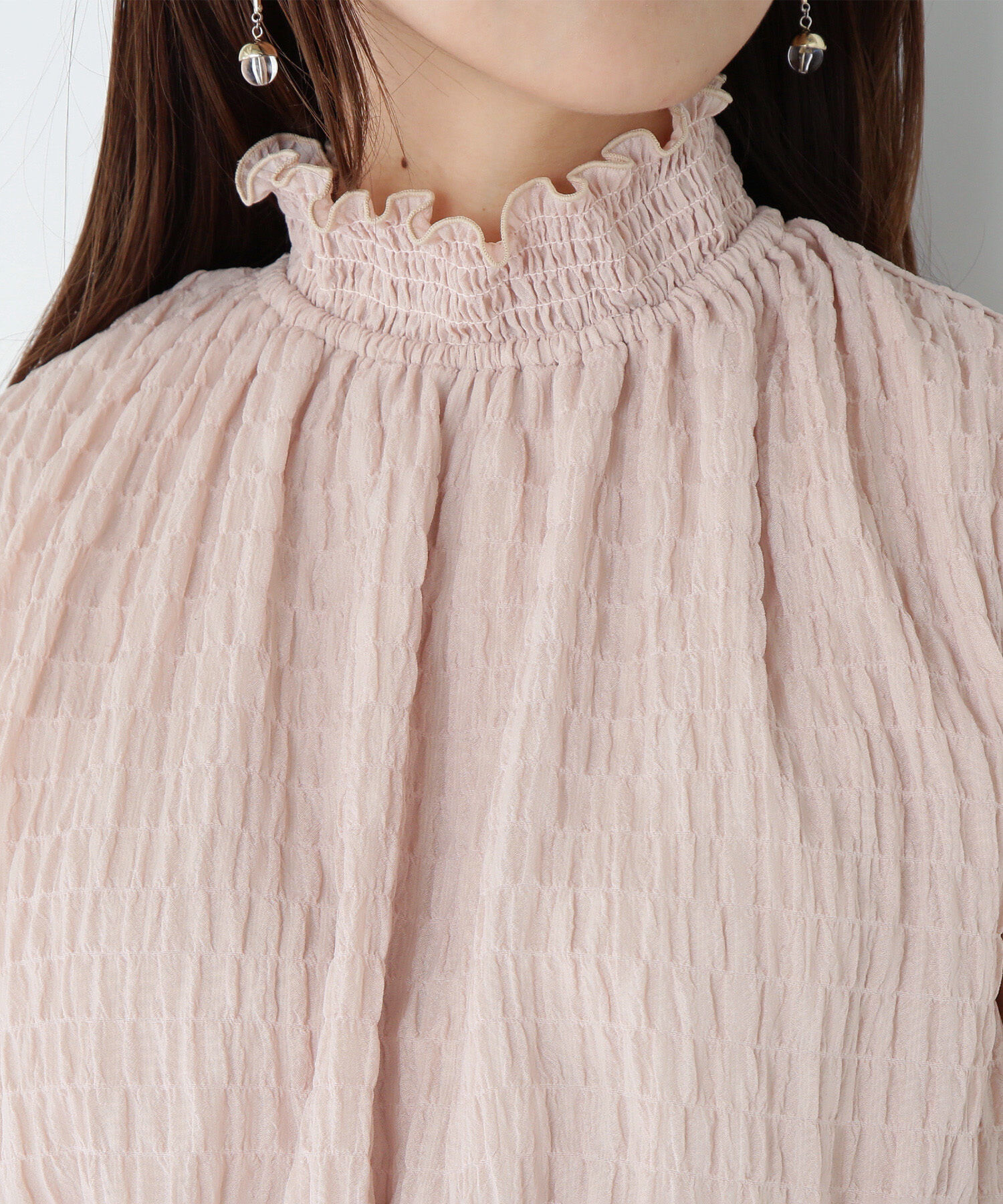  「シャーリングフリルネックブラウス」|シャツ・ブラウス|