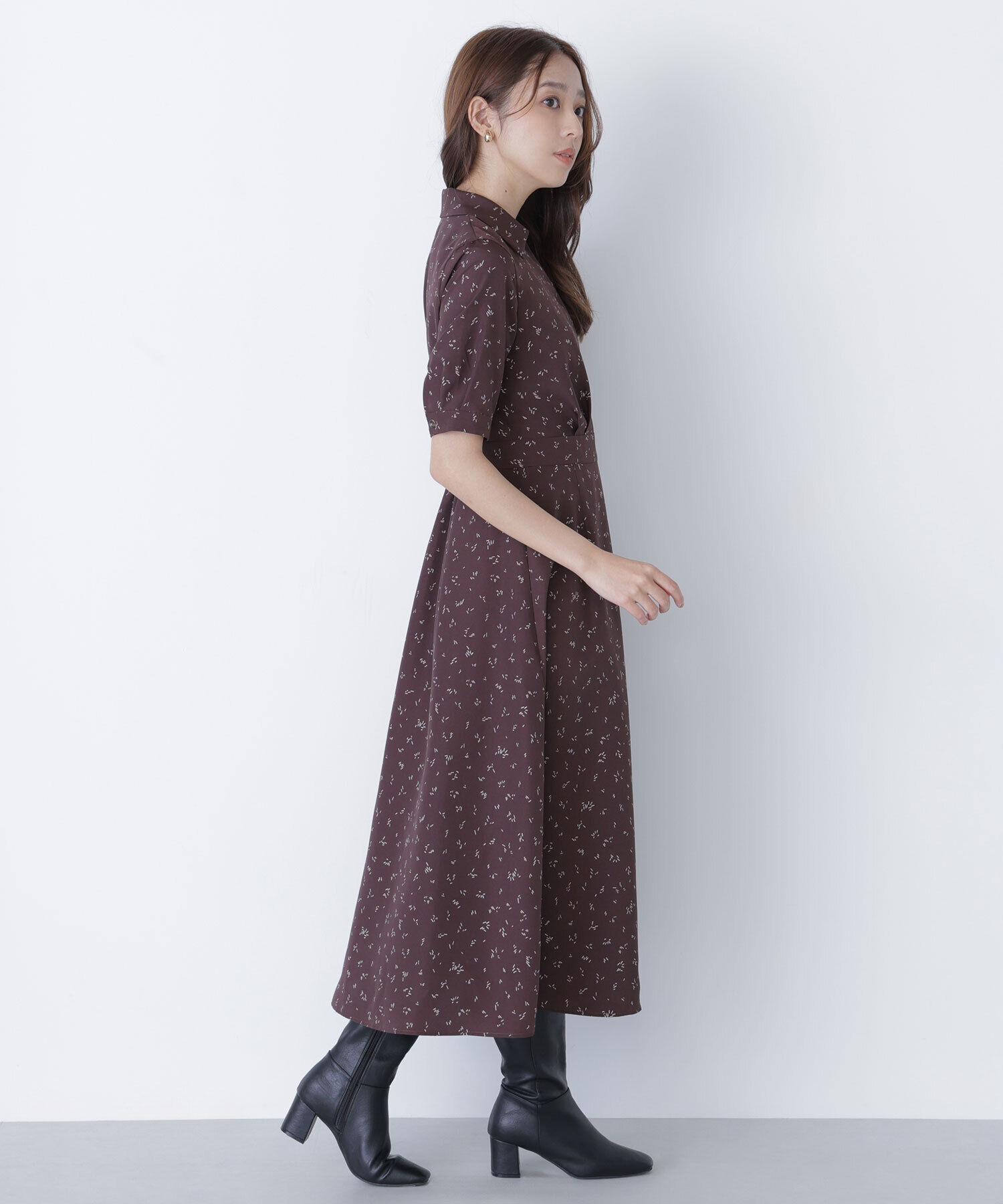  「スキッパープリントワンピース」|ワンピース|