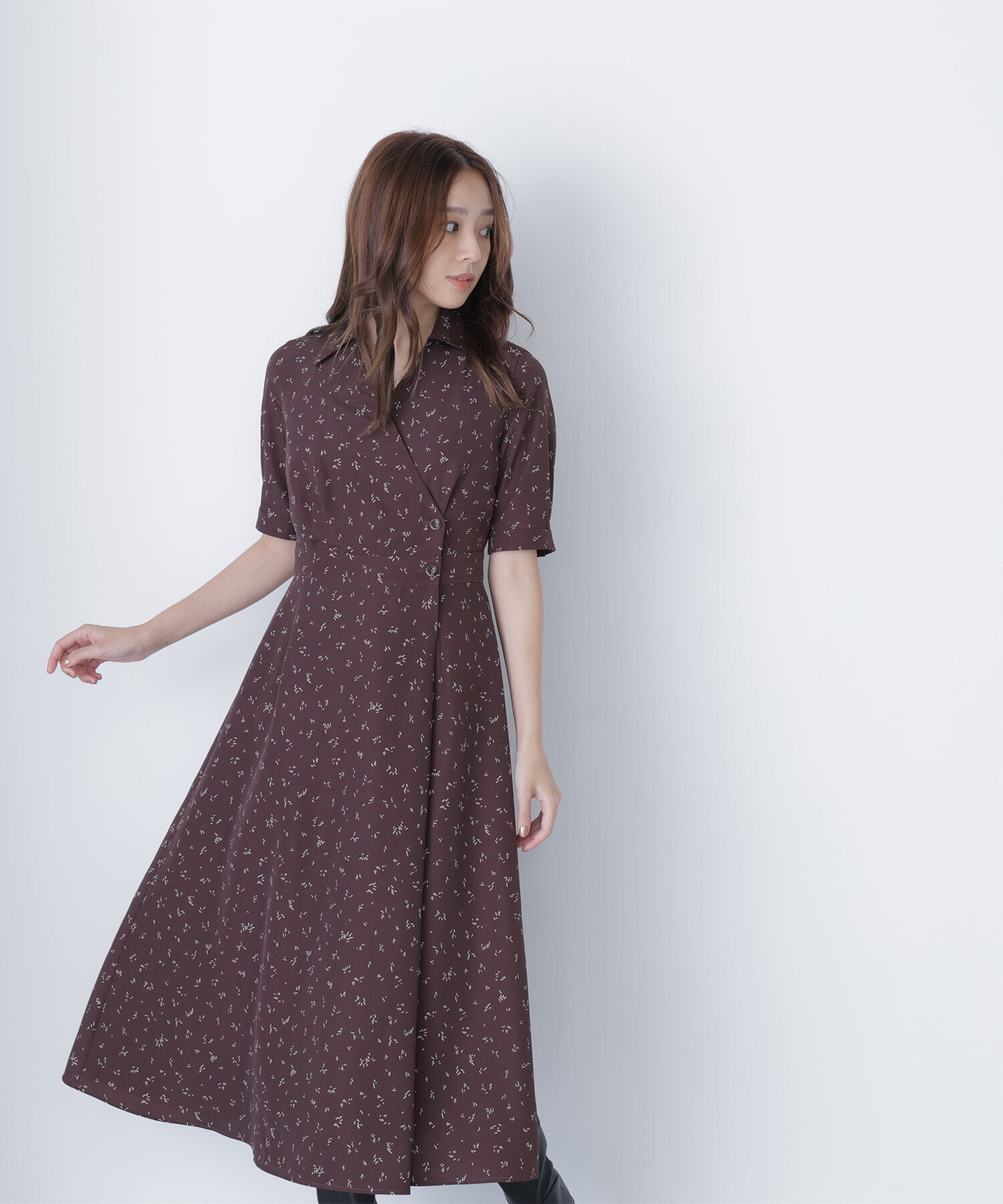  「スキッパープリントワンピース」|ワンピース|