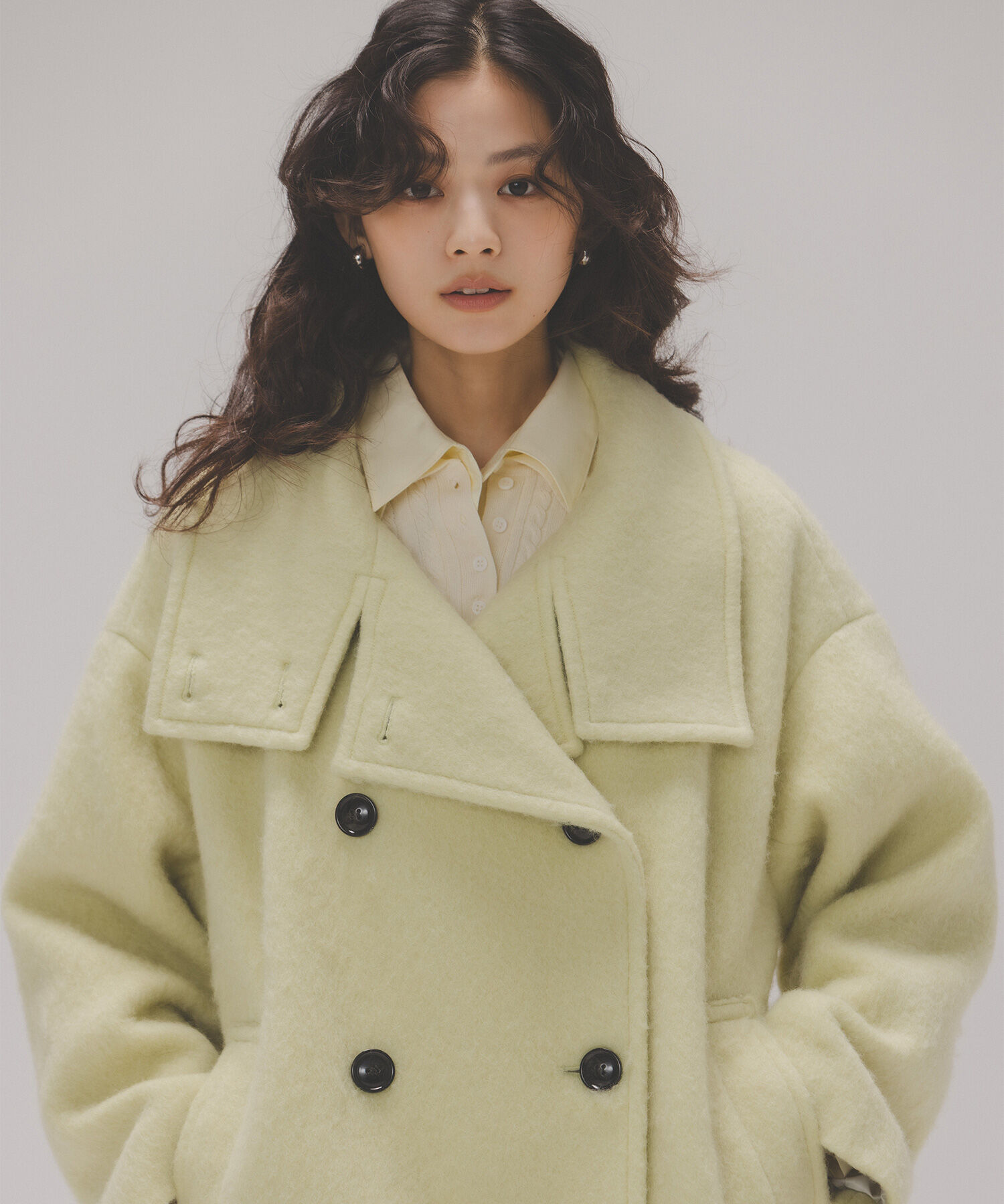  「スタンドネックシャギーミディコート」|ブルゾン・スタジャン|