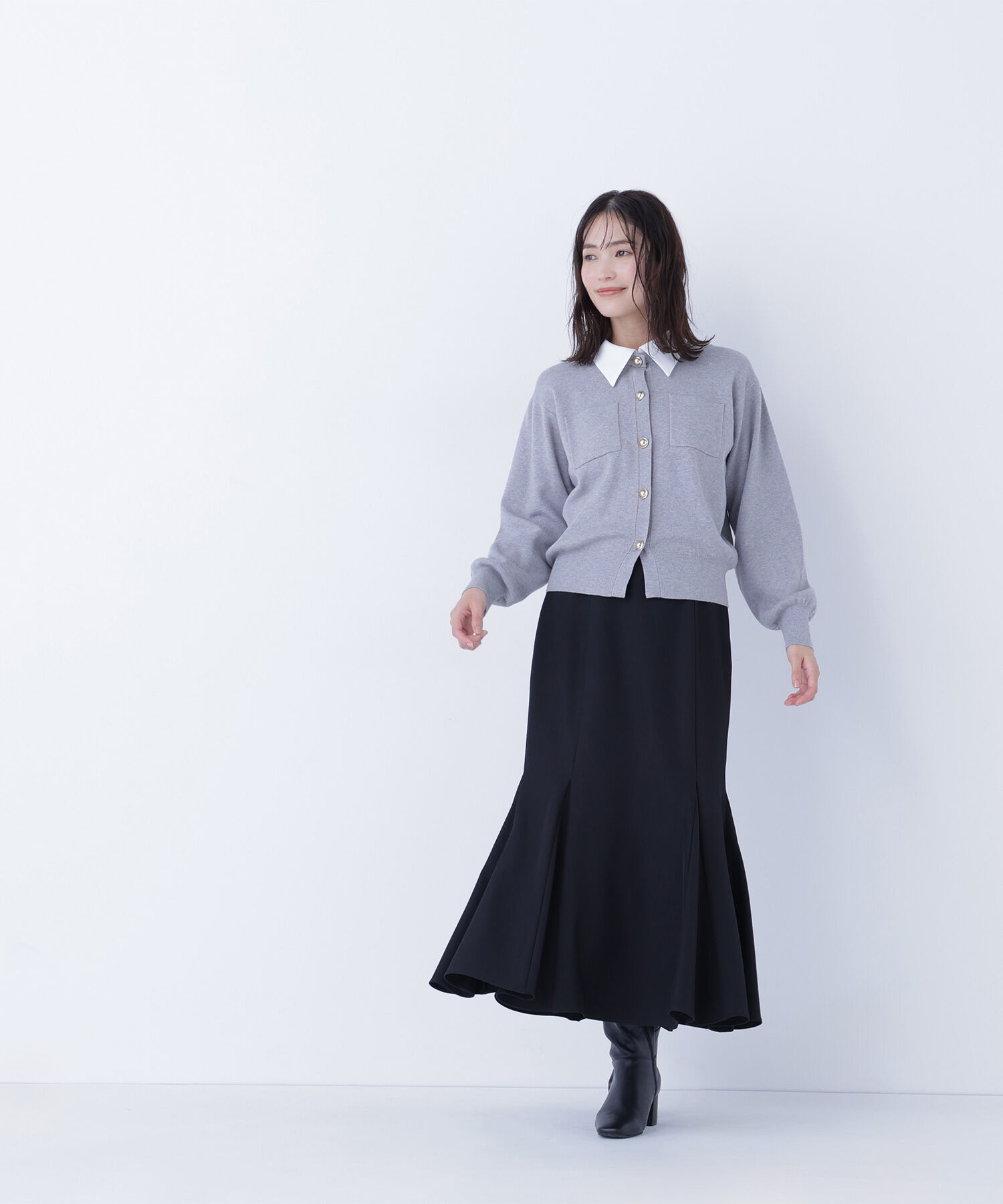  「2wayカラーニットジャケット」|ニット・セーター|