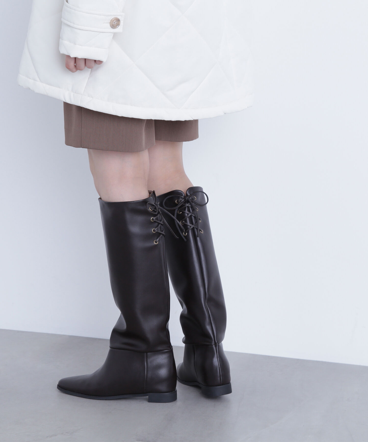  「バックレースアップインヒールブーツ」|その他|
