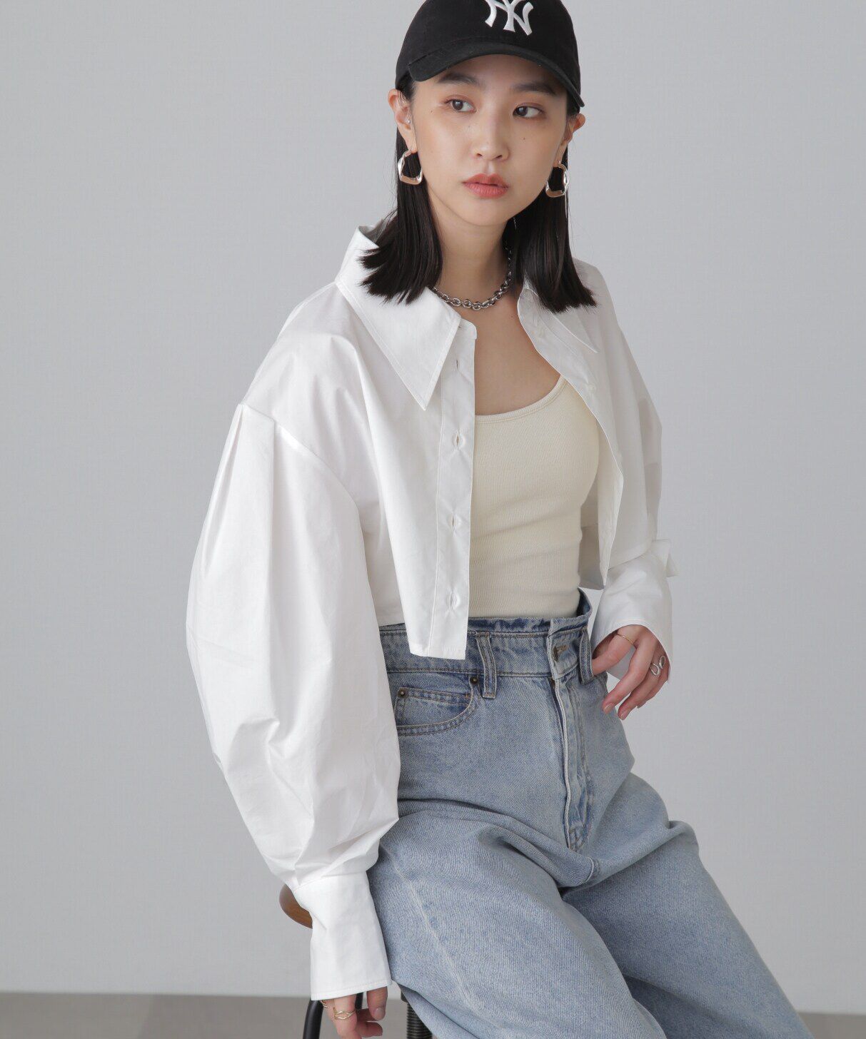  「ショート丈タックボリュームスリーブシャツ」|シャツ・ブラウス|