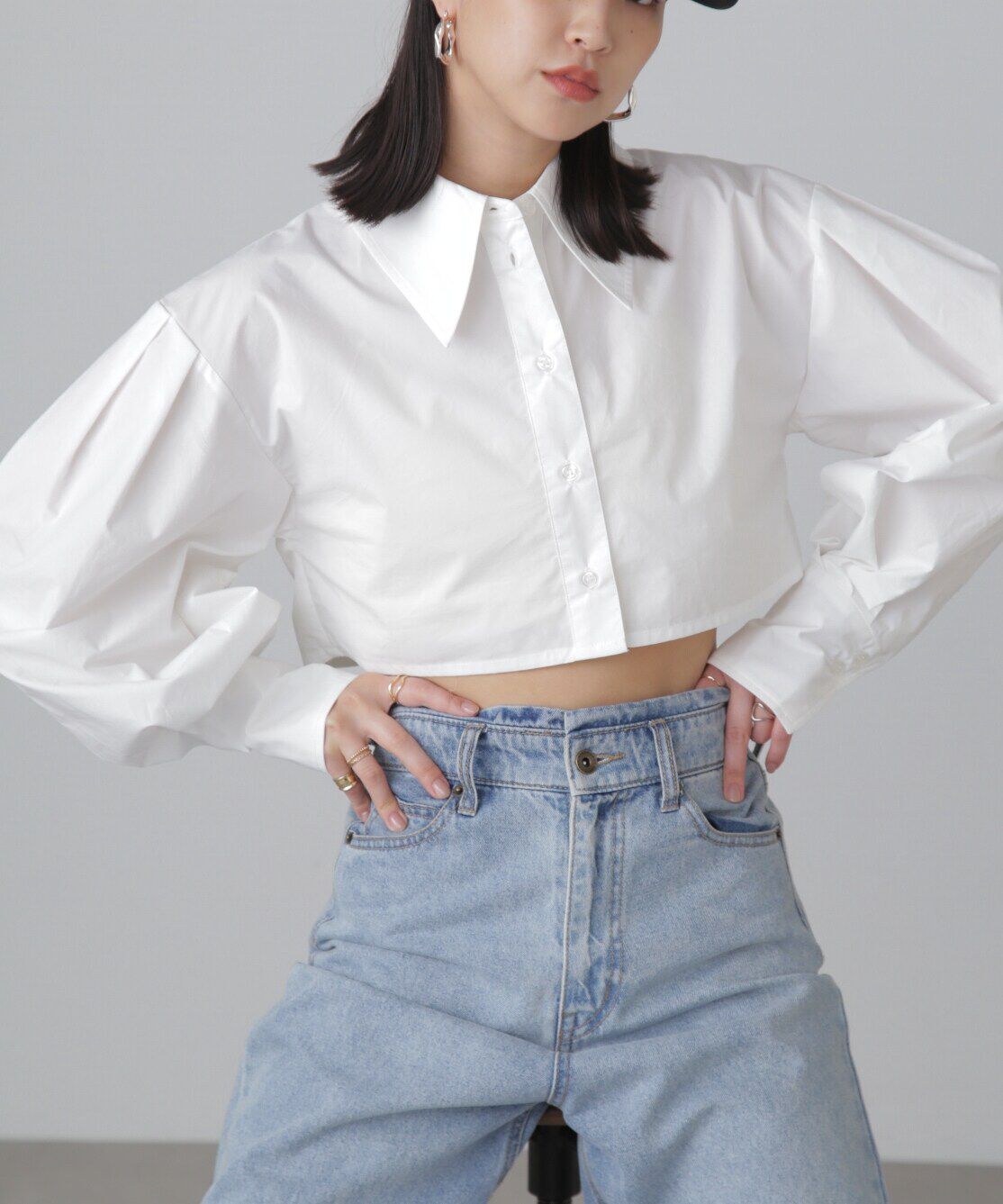  「ショート丈タックボリュームスリーブシャツ」|シャツ・ブラウス|