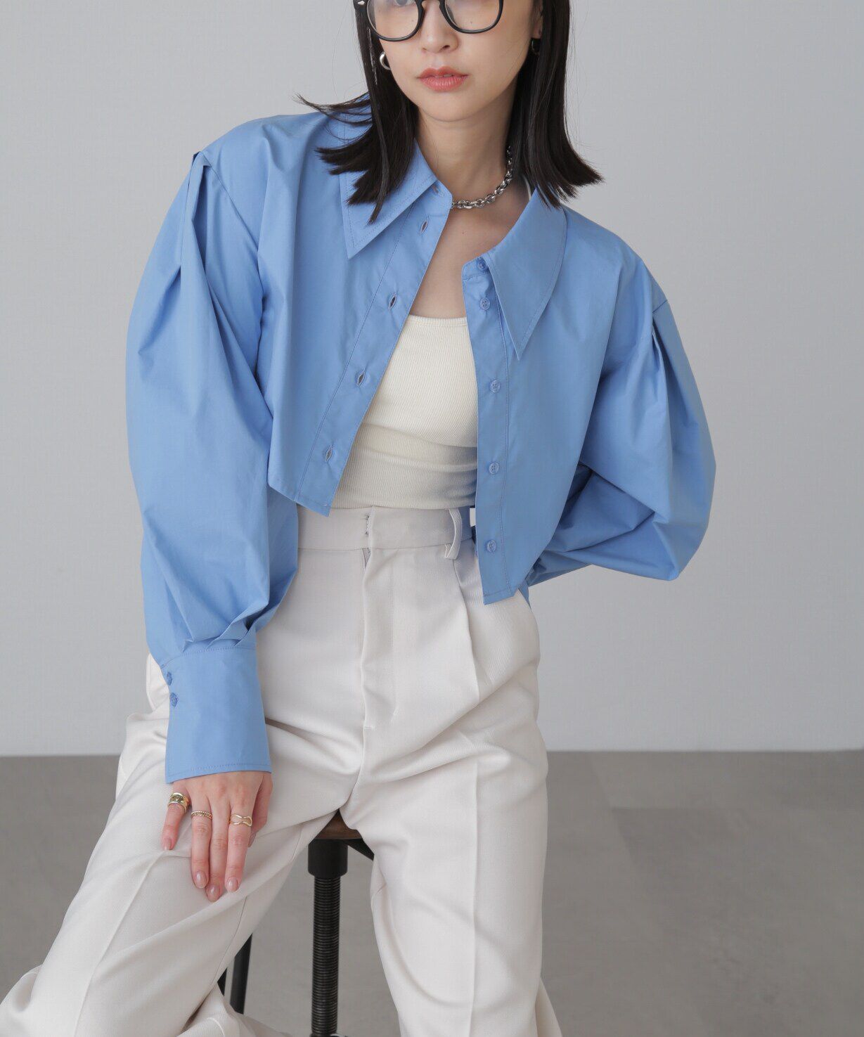  「ショート丈タックボリュームスリーブシャツ」|シャツ・ブラウス|