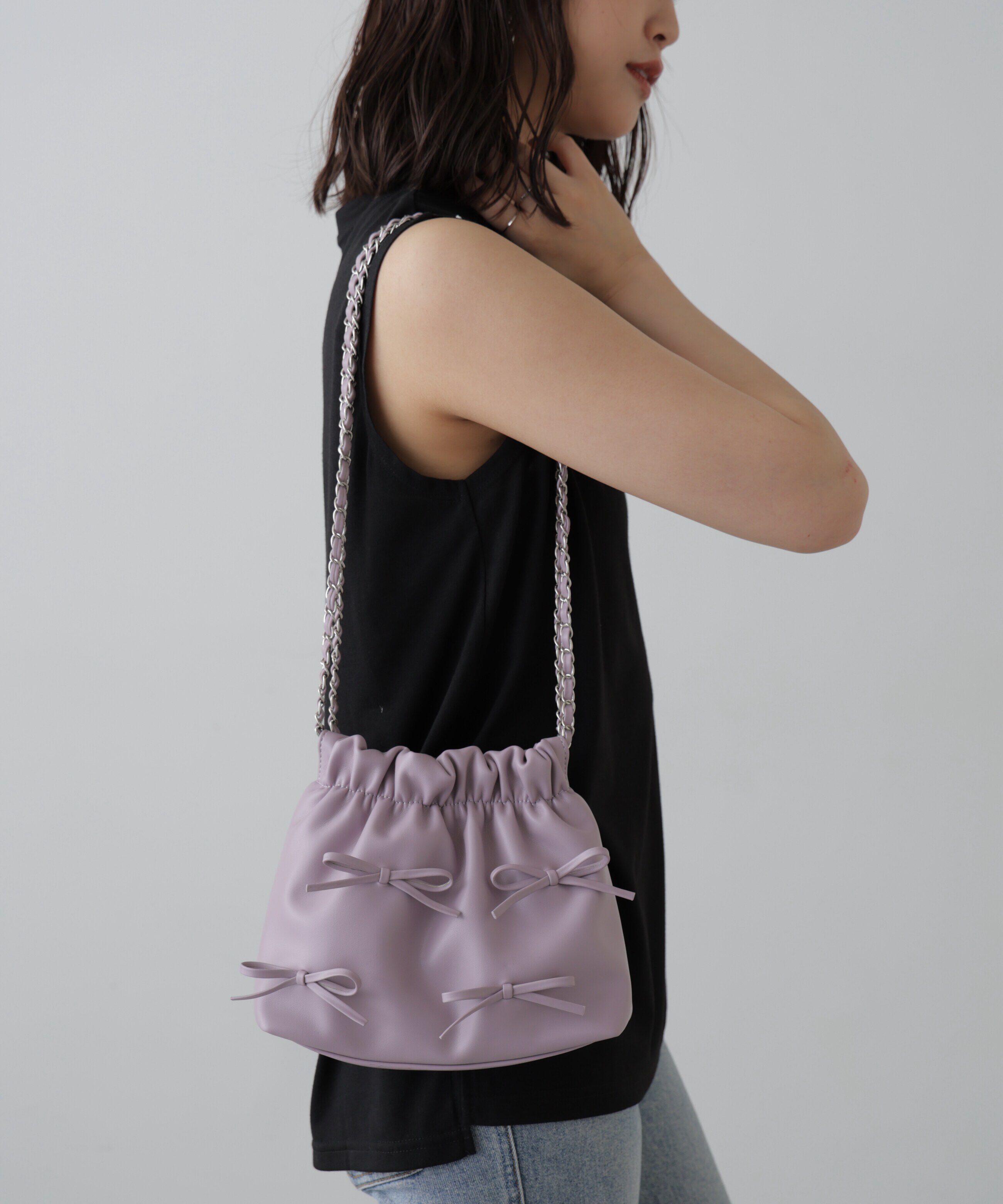  「チェーンリボンバッグ」|その他|パープル